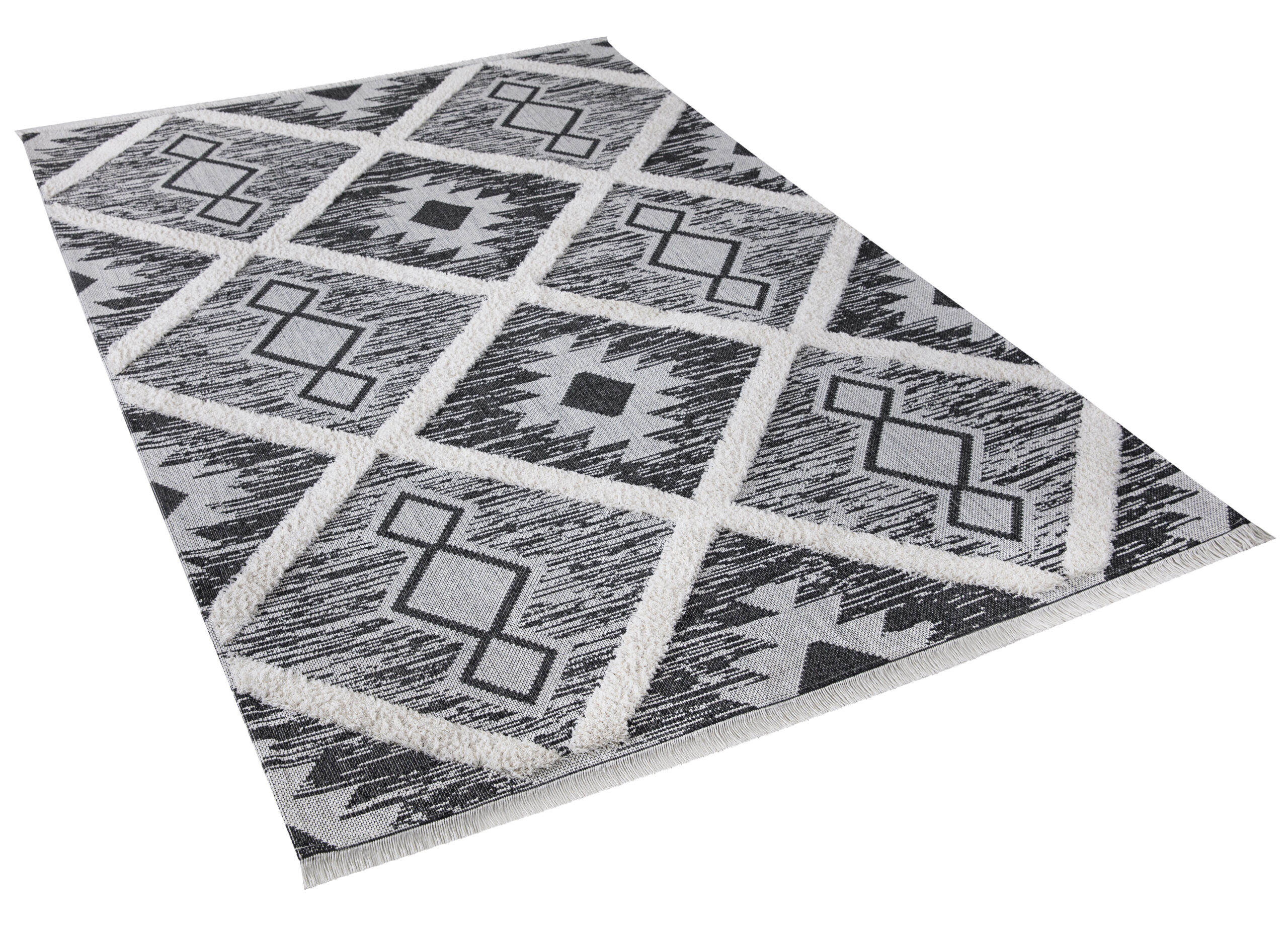 שטיח דגם לה קוצ'ינה שחור לבן שטיח דגם לה קוצ'ינה שחור לבן