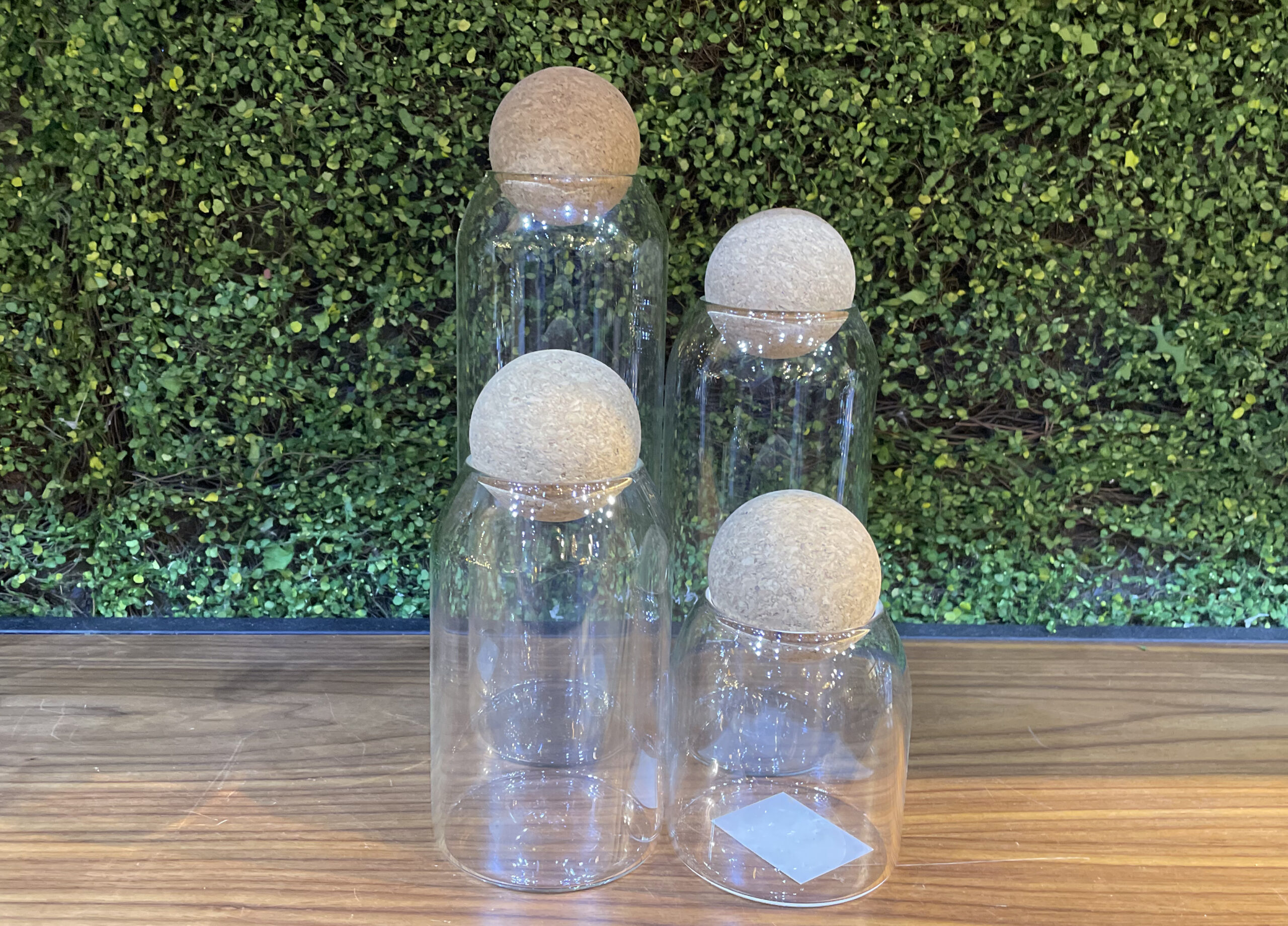 סט אחסון 4 כלי זכוכית פקק שעם סט אחסון 4 כלי זכוכית פקק שעם