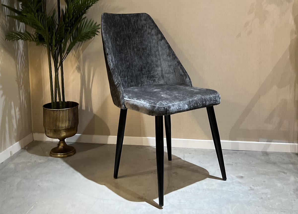 כסא פינת אוכל קטיפה אפור כסא פינת אוכל קטיפה אפור