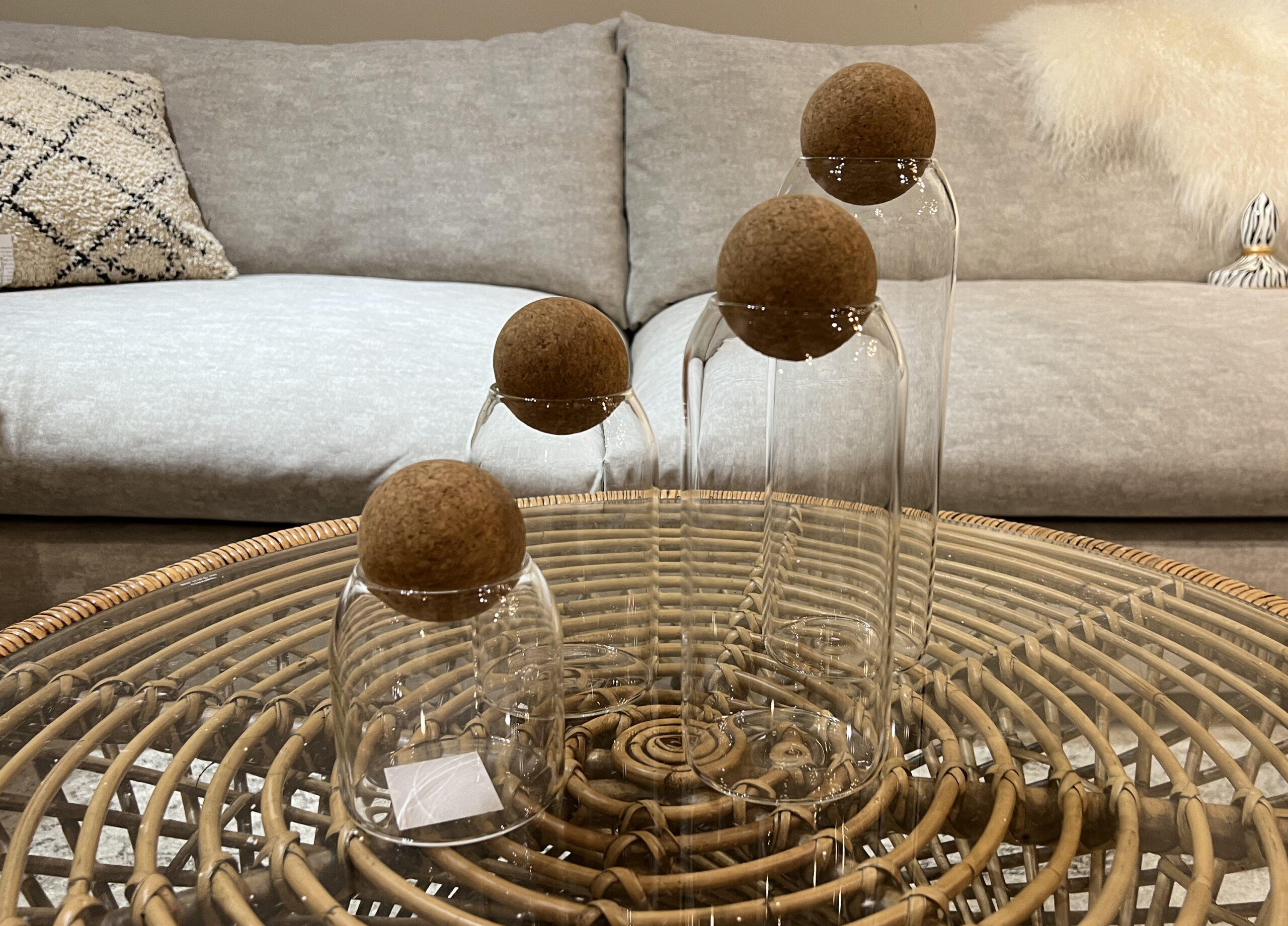 סט אחסון 4 כלי זכוכית פקק שעם סט אחסון 4 כלי זכוכית פקק שעם