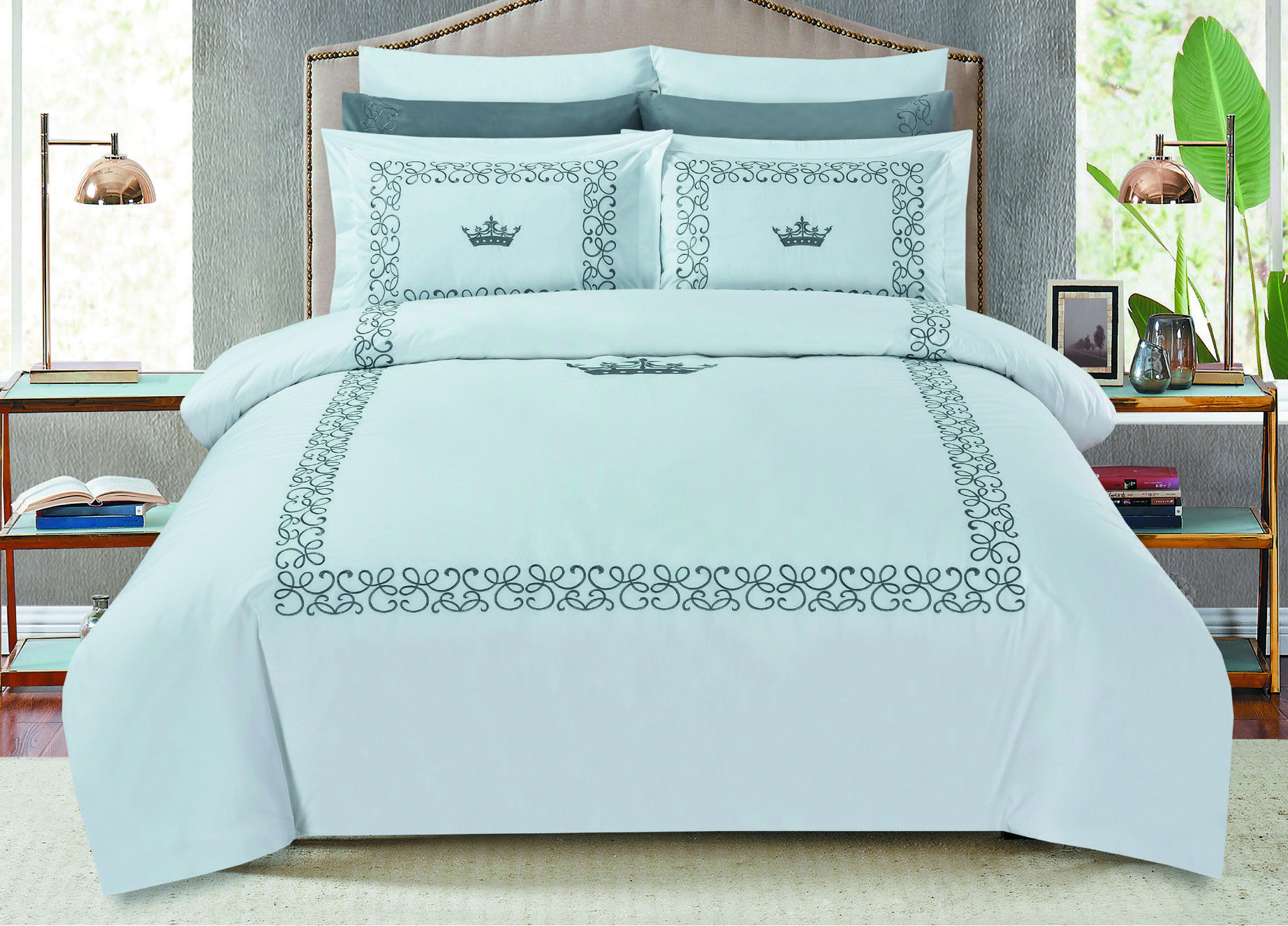 סט מצעים דגם פרקל קינג כותנה 160 סט מצעים דגם פרקל קינג כותנה 160