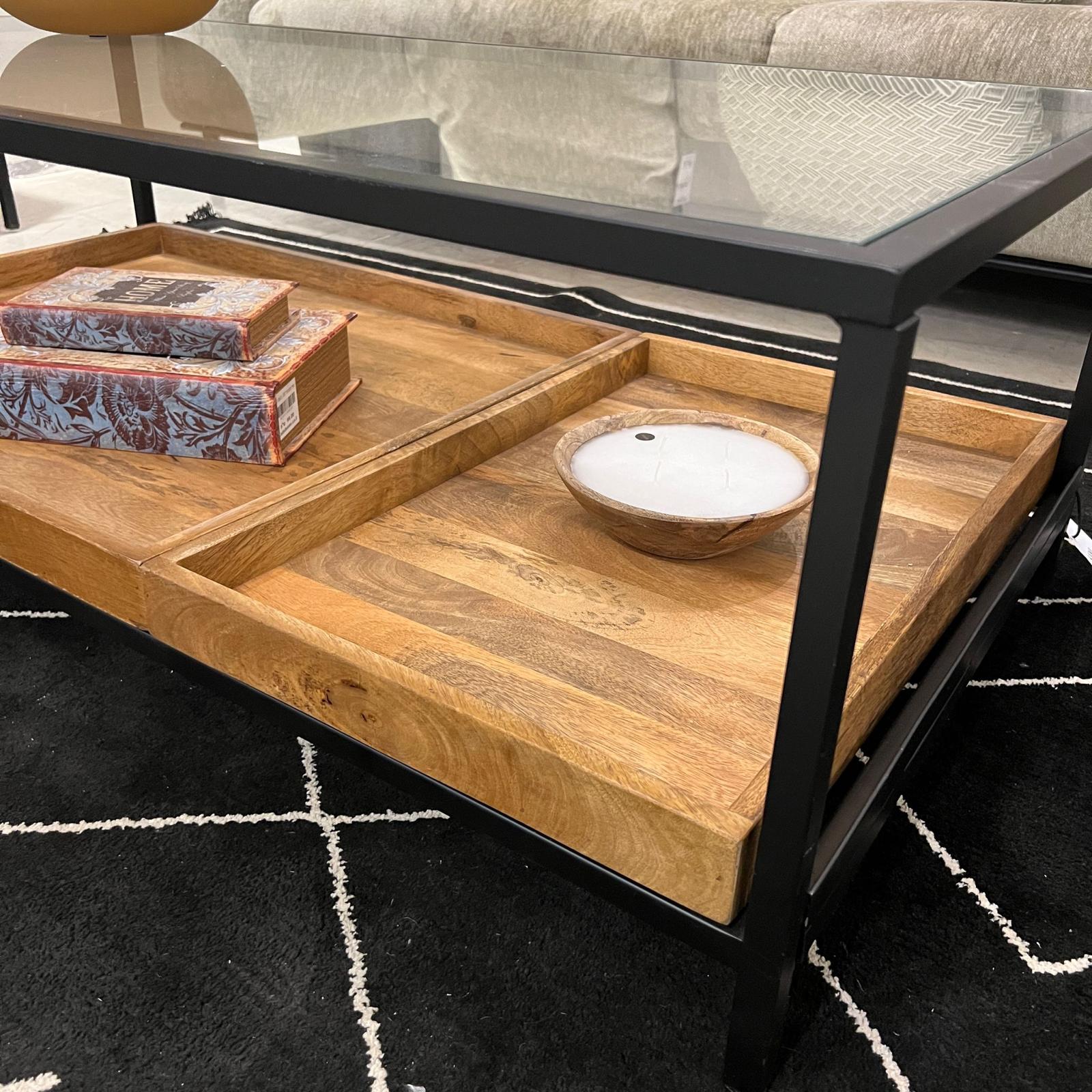 שולחן סלון ווד טרי עץ מנגו ברזל שחור וזכוכית דגם סוניל שולחן סלון ווד טרי עץ מנגו ברזל שחור וזכוכית דגם סוניל