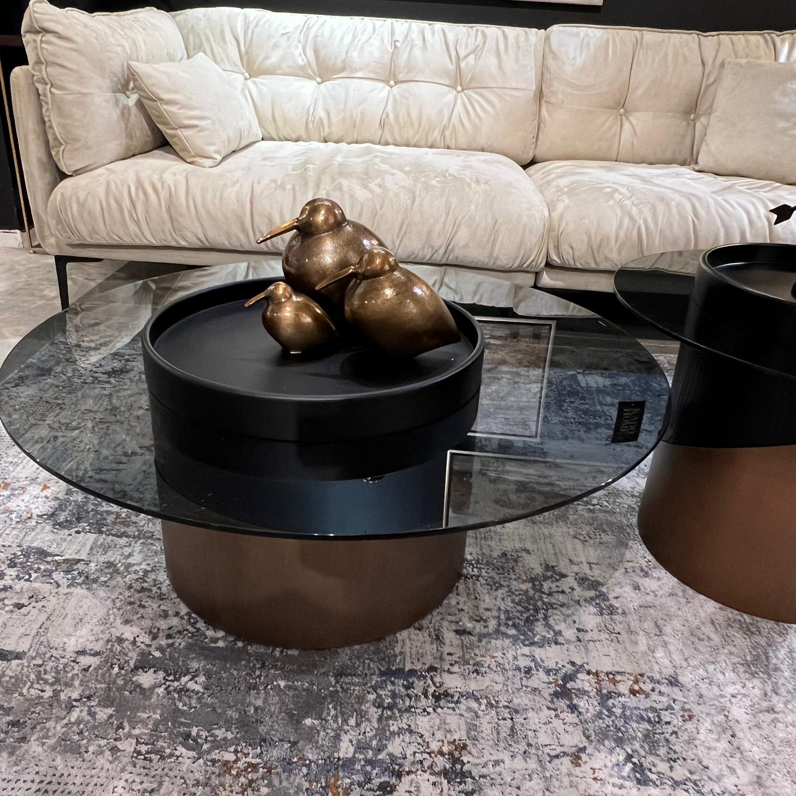 סט שולחנות סלון זכוכית כהה מגש שחור דגם קימי סט שולחנות סלון זכוכית כהה מגש שחור דגם קימי