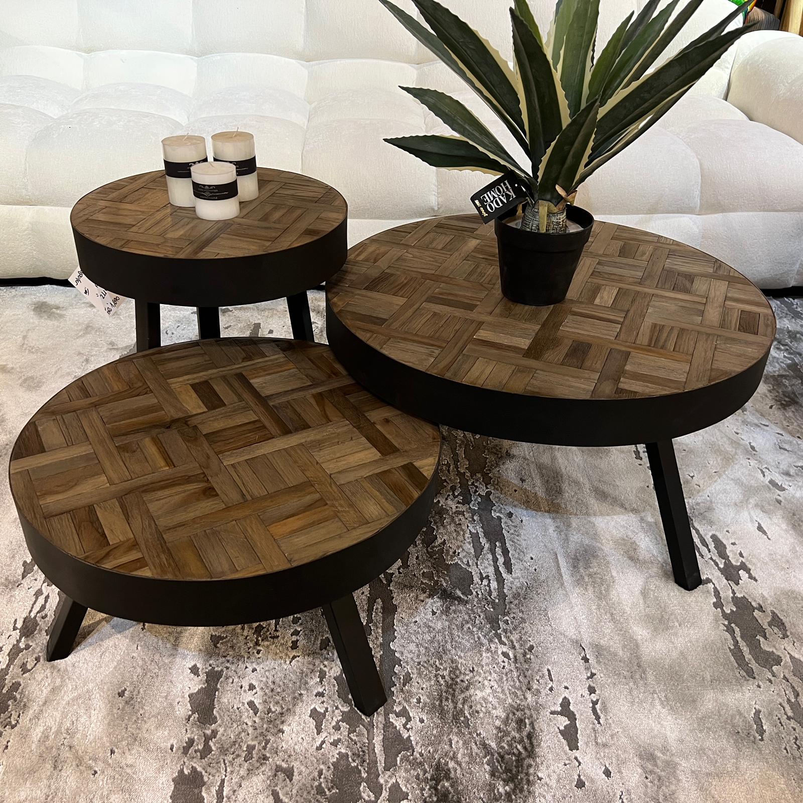 סט 3 שולחנות סלון פישבון עץ דגם רוני סט 3 שולחנות סלון פישבון עץ דגם רוני