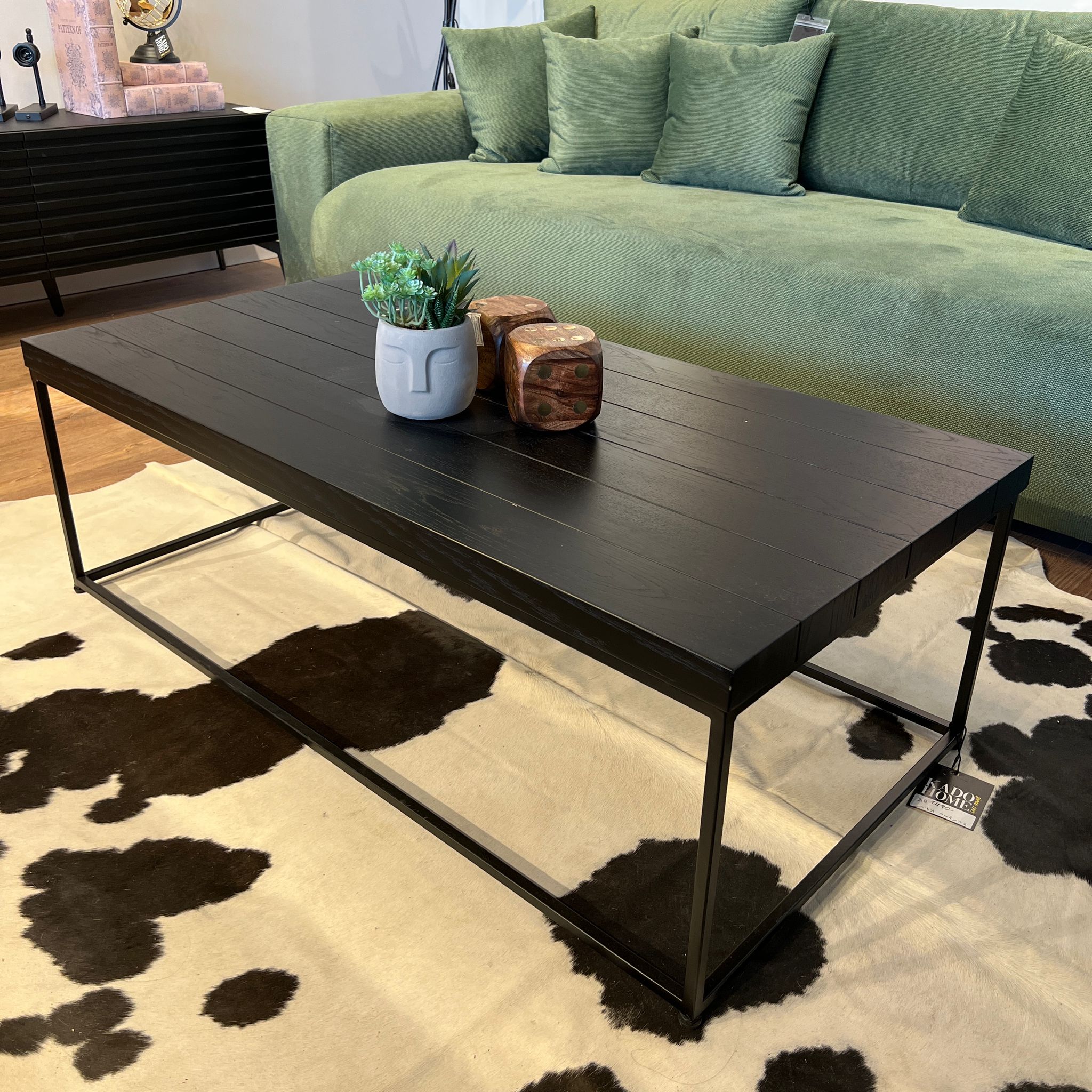 שולחן סלון מלבני שחור פסים שולחן סלון מלבני שחור פסים