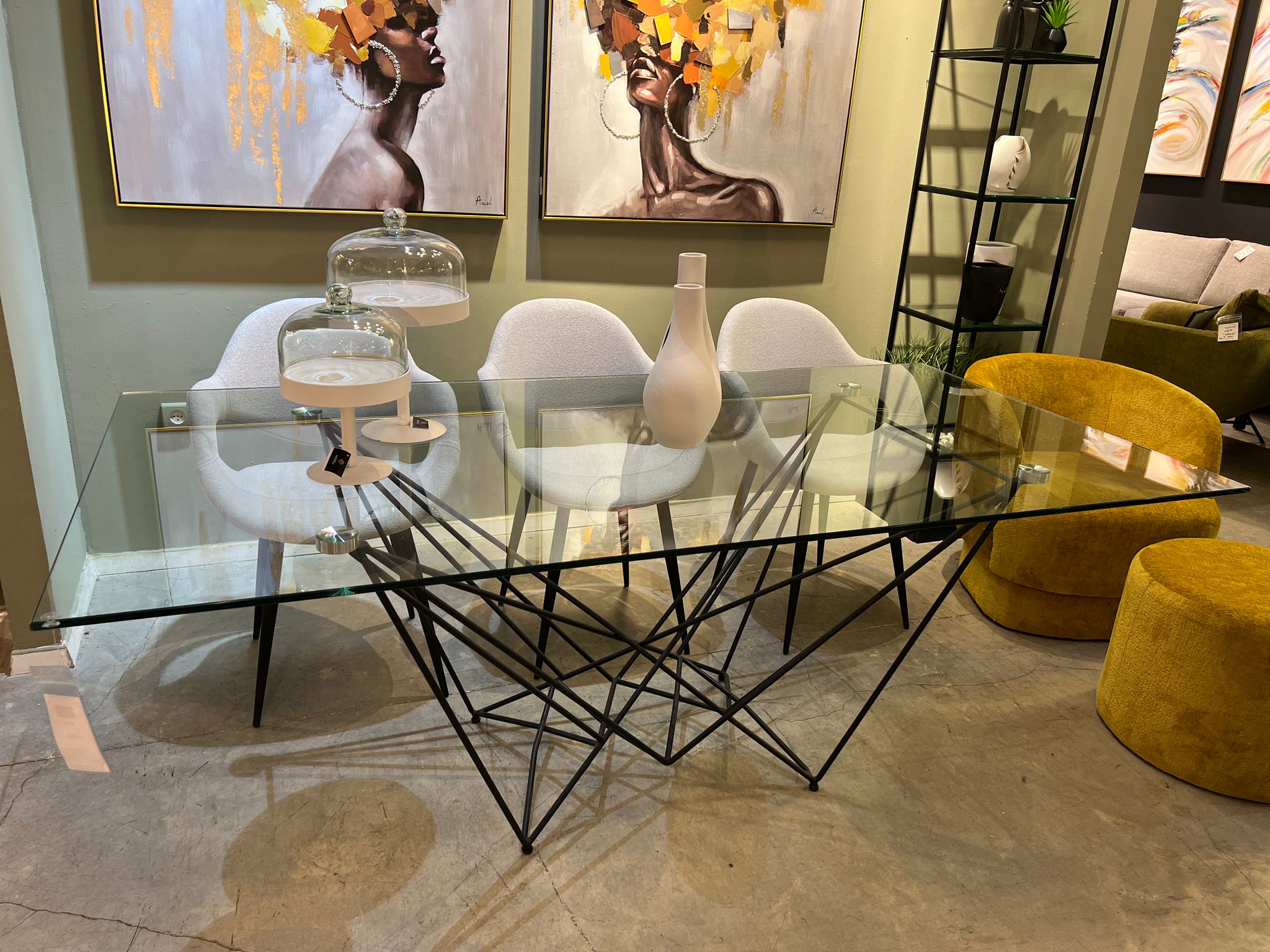 שולחן פינת אוכל זכוכית דגם עכביש - SALE