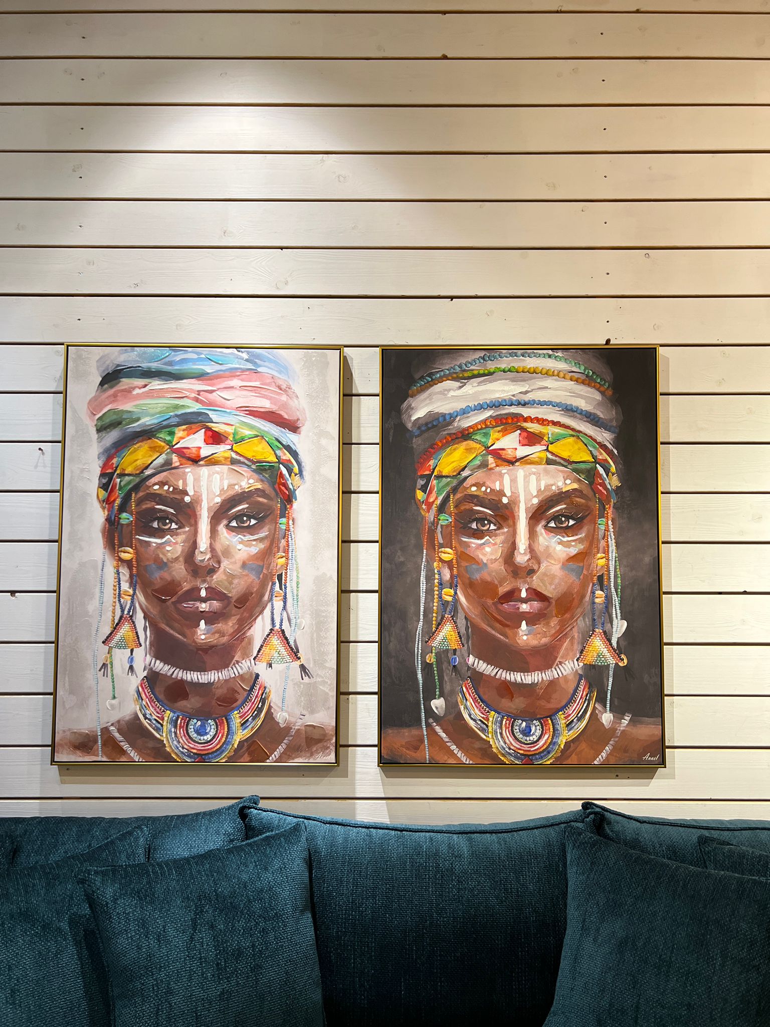 תמונת שמן בשילוב הדפסה אישה אפריקאית צבעונית תמונת שמן בשילוב הדפסה אישה אפריקאית צבעונית