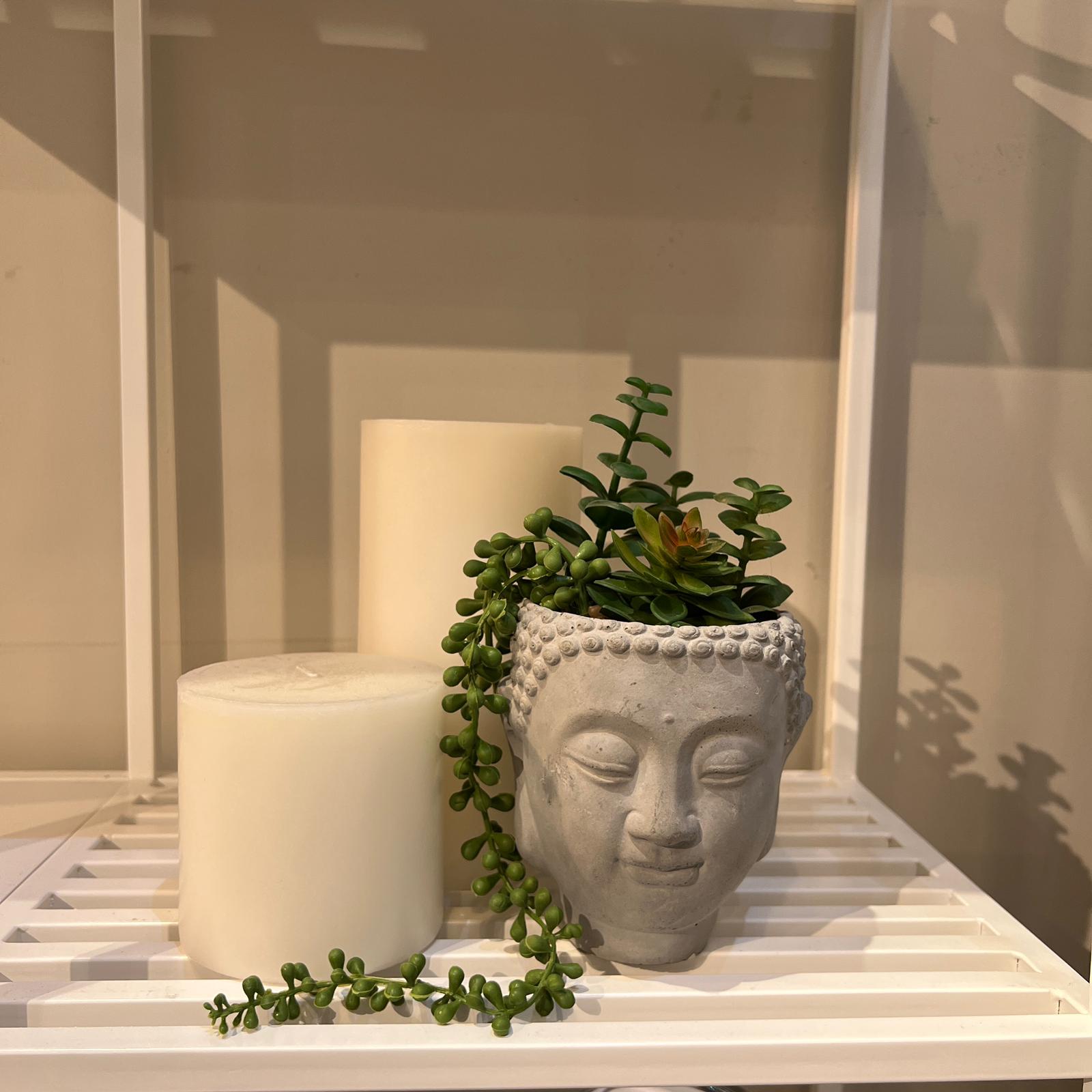 כד פנים בטון עם עציץ