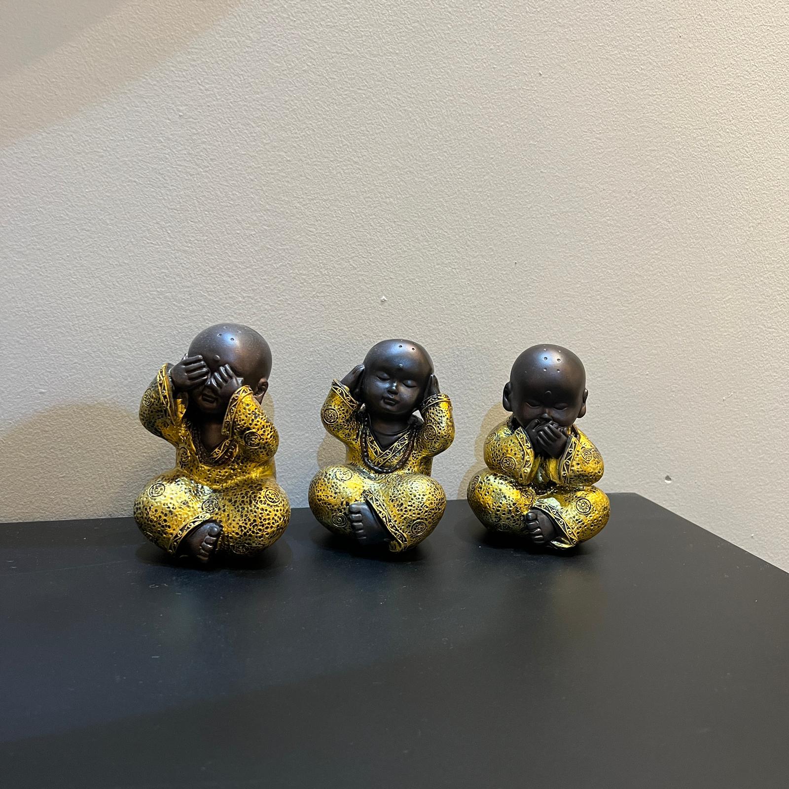פסל בודהה שחור שמלה זהב יושב קטן