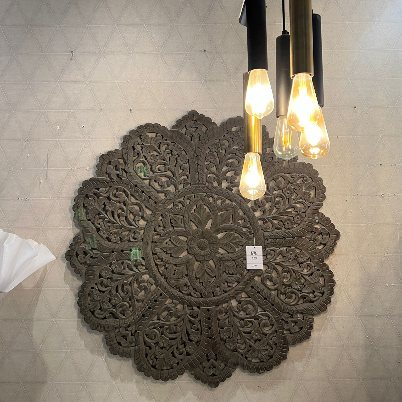 משרביה קיר עץ עגולה וינטג' אפור