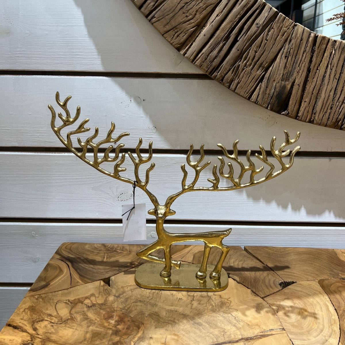 פסל מתכת אייל זהב קרניים שטוחות קטן