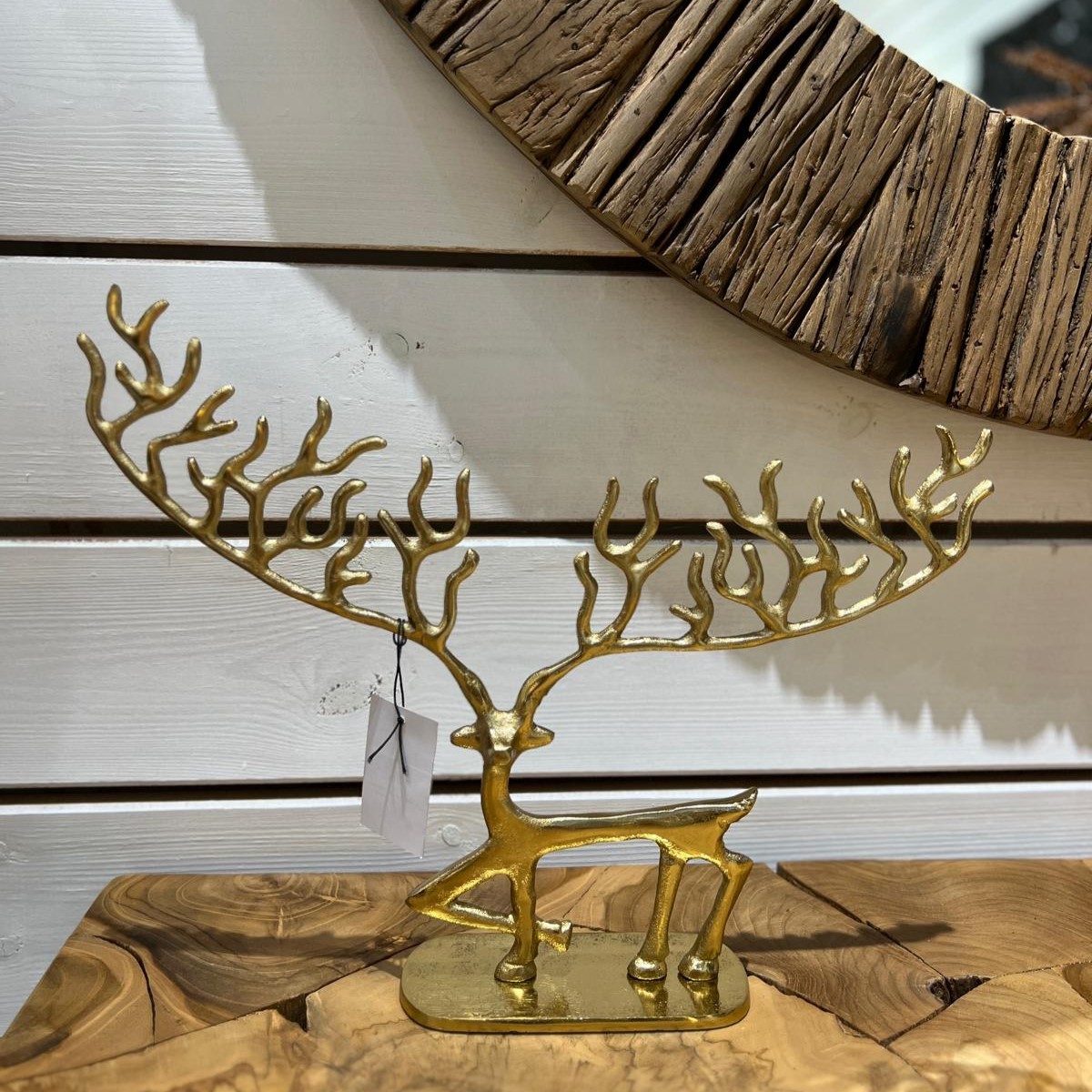 פסל מתכת אייל זהב קרניים שטוחות קטן