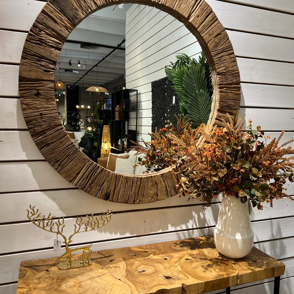 פסל מתכת אייל זהב קרניים שטוחות קטן