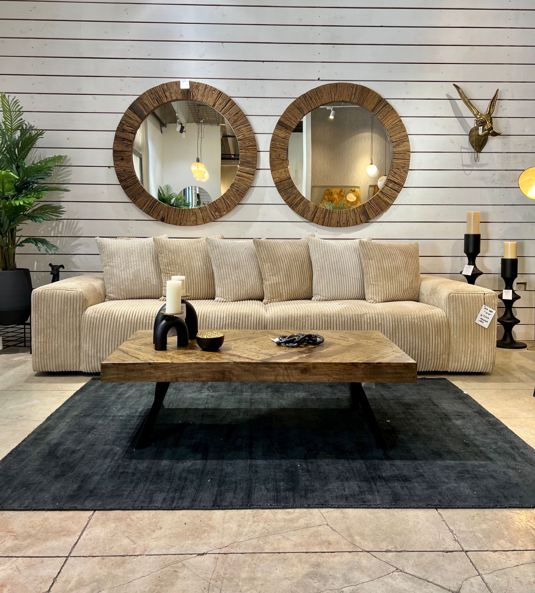 שולחן סלון עץ מלבני מעוין