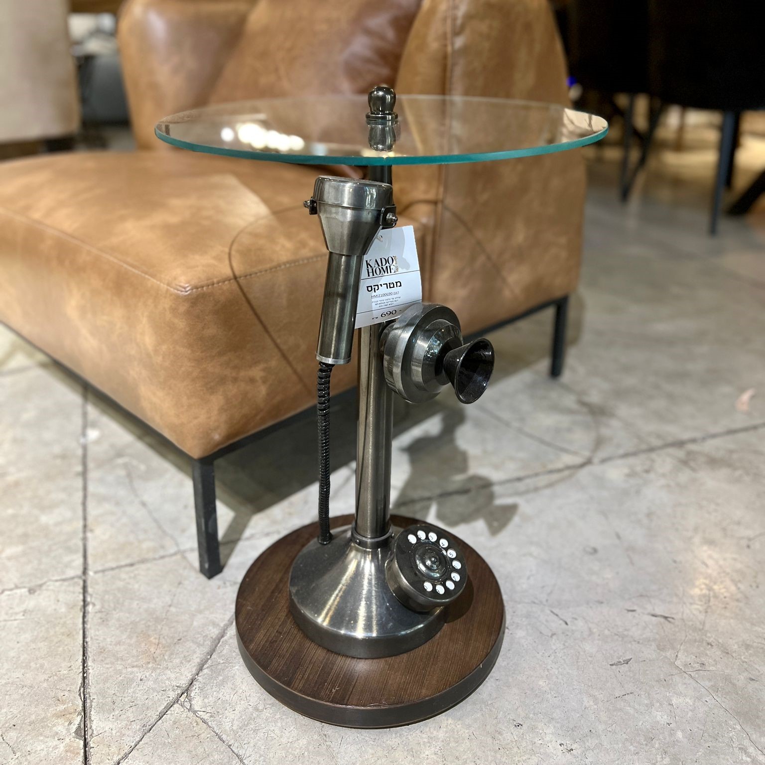 שולחן צד טלפון שחור זכוכית שולחן צד טלפון שחור זכוכית