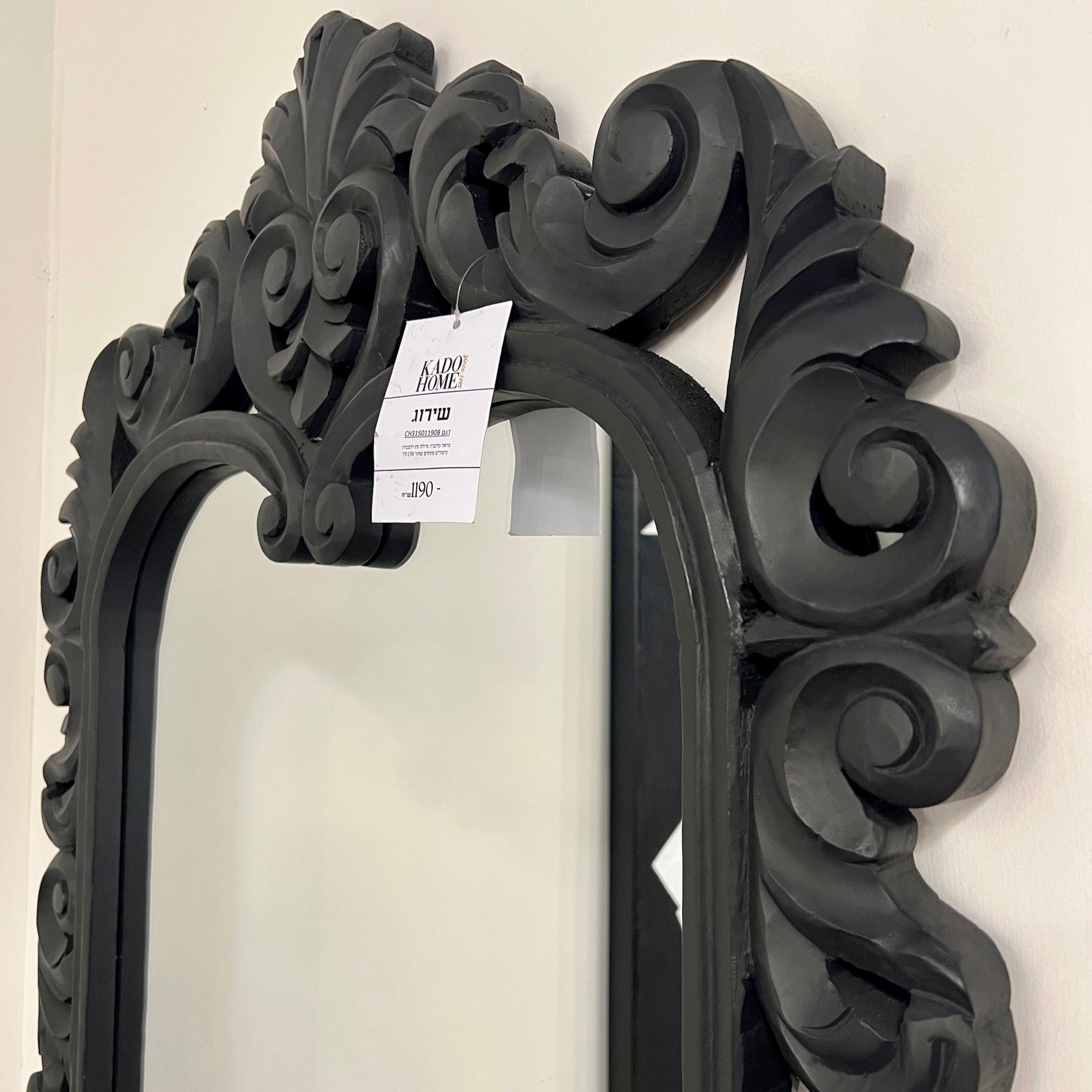 מראה מלבנית גדולה עץ רומנטית עיטורים פתוחים שחור דגם שירוג מראה מלבנית גדולה עץ רומנטית עיטורים פתוחים שחור דגם שירוג