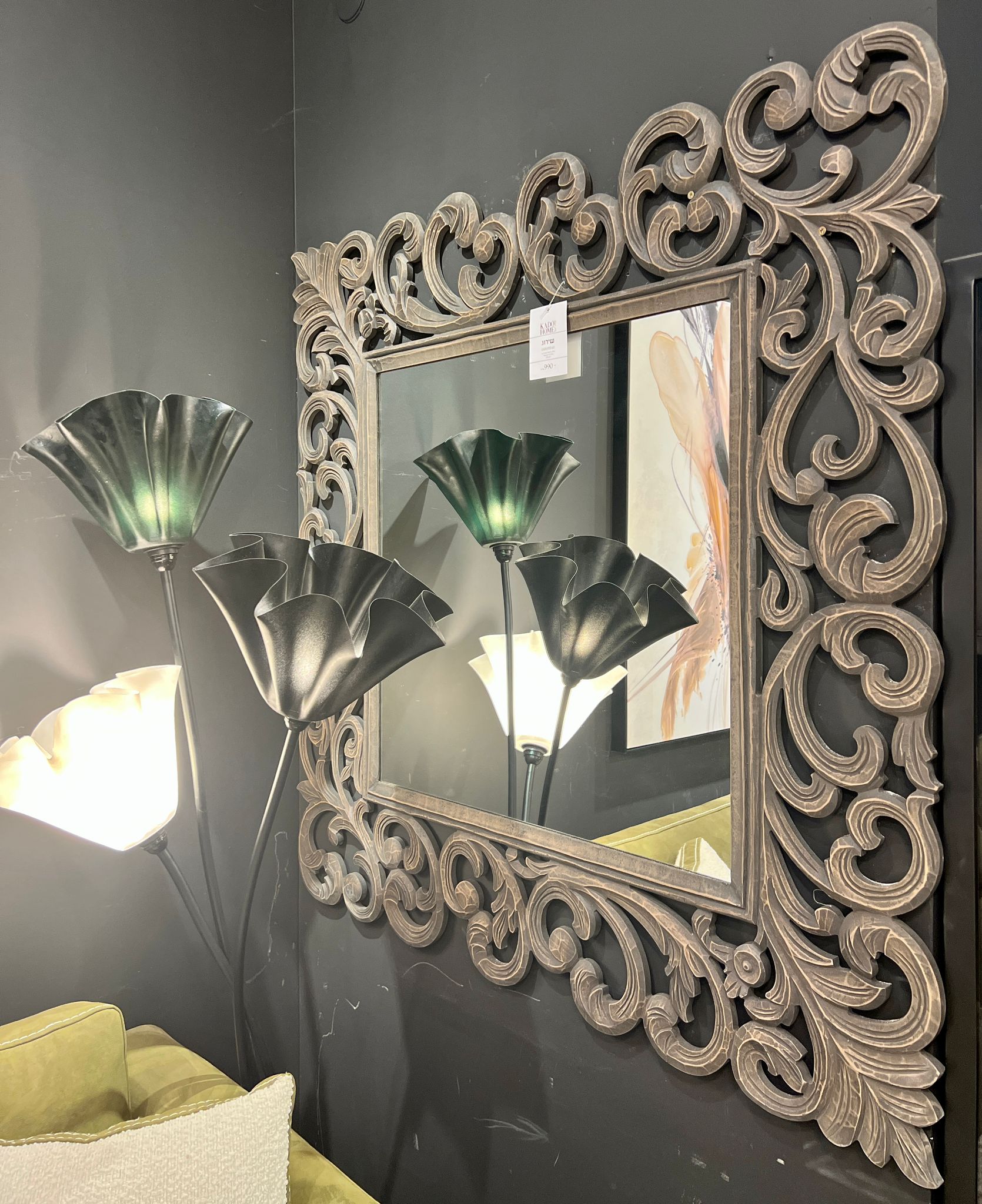 מראה מרובעת מסגרת עץ עיטורים דגם דירוג