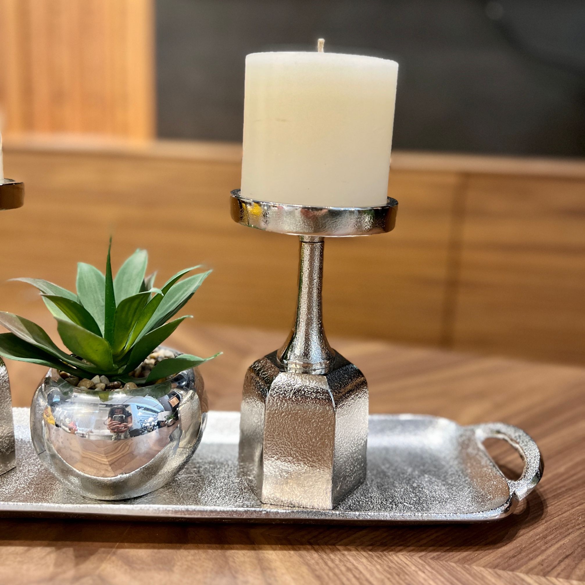 פמוט ברזל כסף פיה רחבה נמוך דגם זיבאן פמוט ברזל כסף פיה רחבה נמוך דגם זיבאן