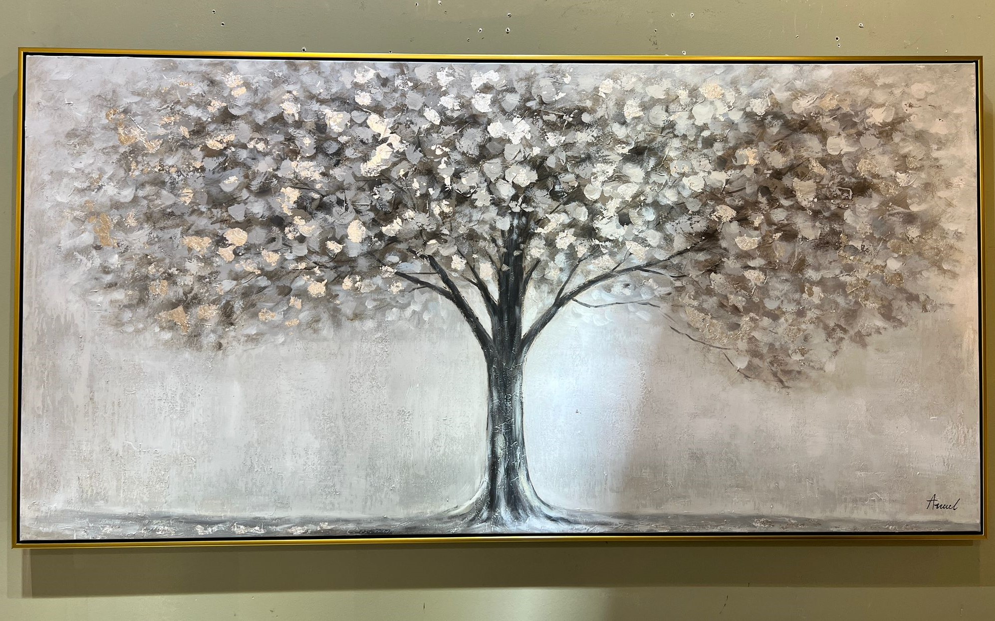 תמונה עבודת יד עץ 140/70 עם מסגרת זהב