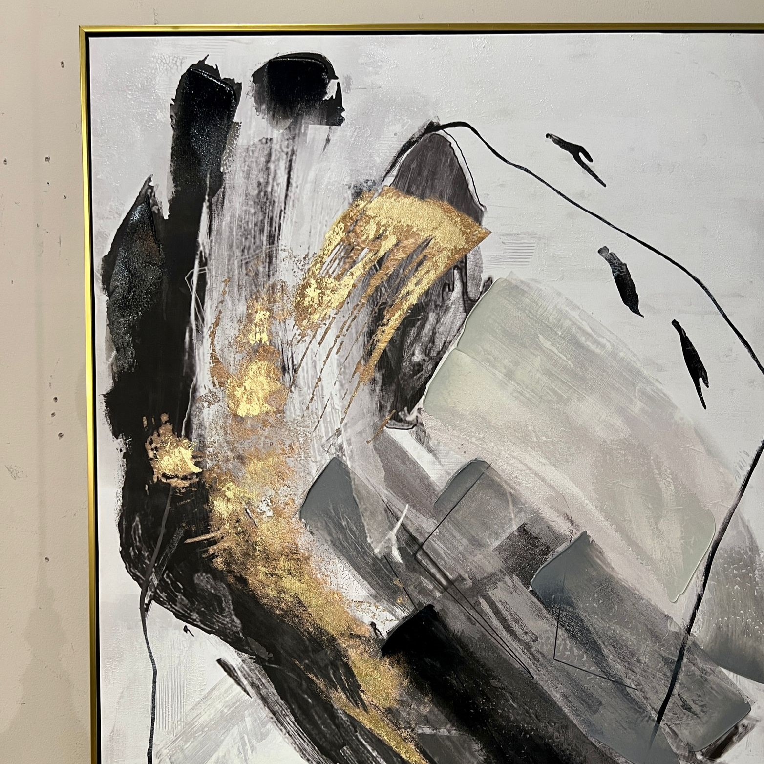 תמונה שמן שחור וזהב אנאל בשילוב הדפסה עם מסגרת 80/120 תמונה שמן שחור וזהב אנאל בשילוב הדפסה עם מסגרת 80/120