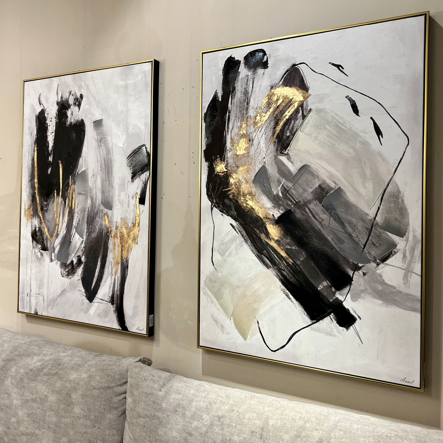 תמונה שמן שחור וזהב אנאל בשילוב הדפסה עם מסגרת 80/120 תמונה שמן שחור וזהב אנאל בשילוב הדפסה עם מסגרת 80/120