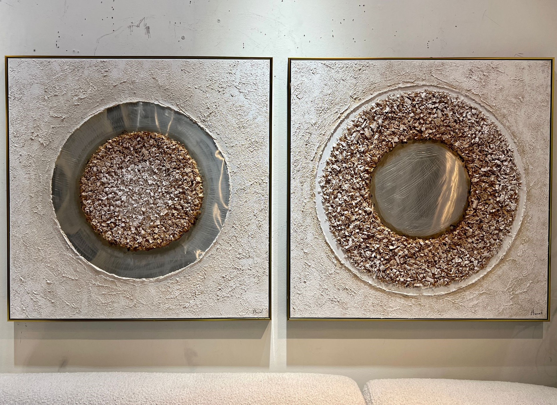 תמונת שמן בשילוב הדפסה אנאל עם מסגרת 100/100- עיגולים מיוחדים