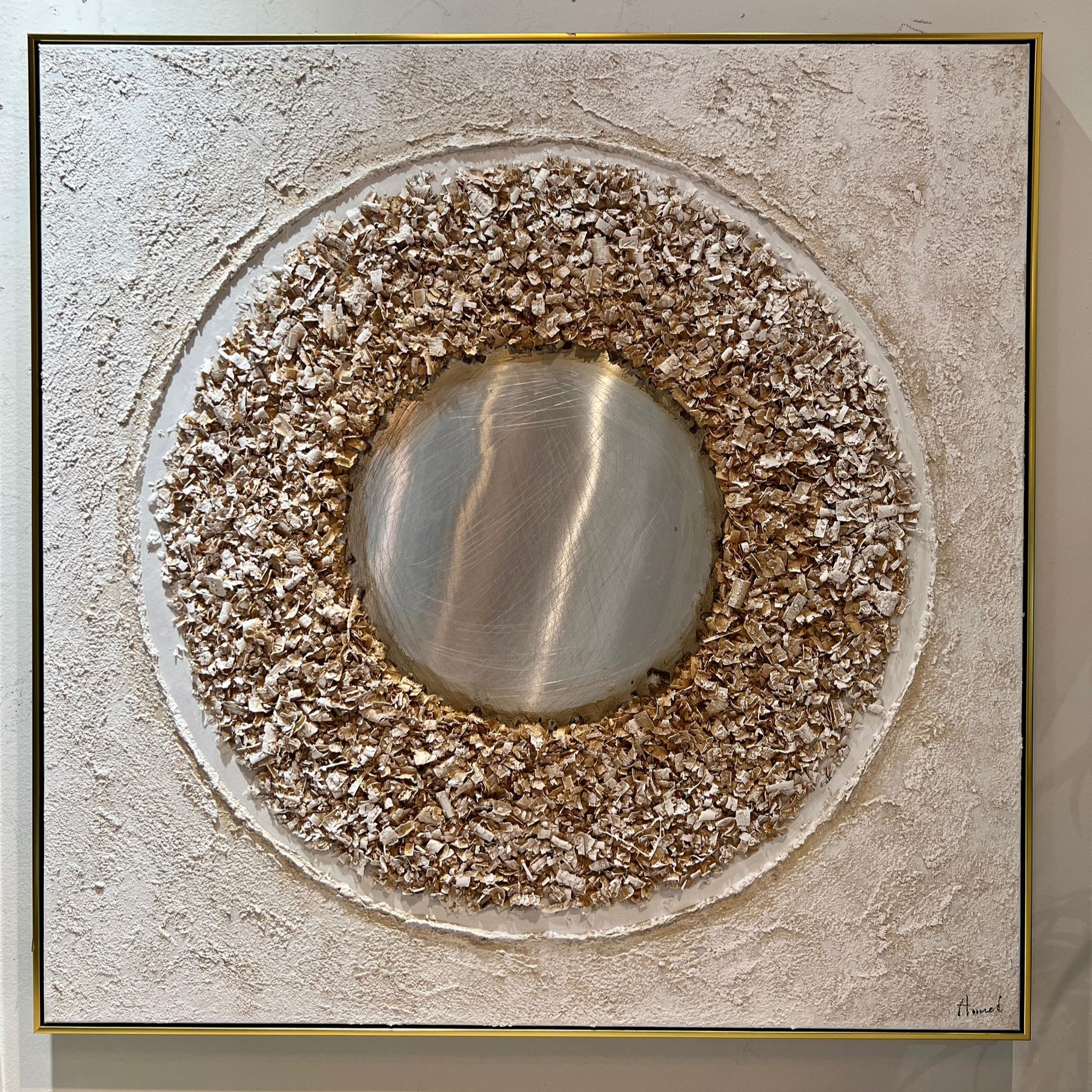 תמונת שמן בשילוב הדפסה אנאל עם מסגרת 100/100- עיגולים מיוחדים