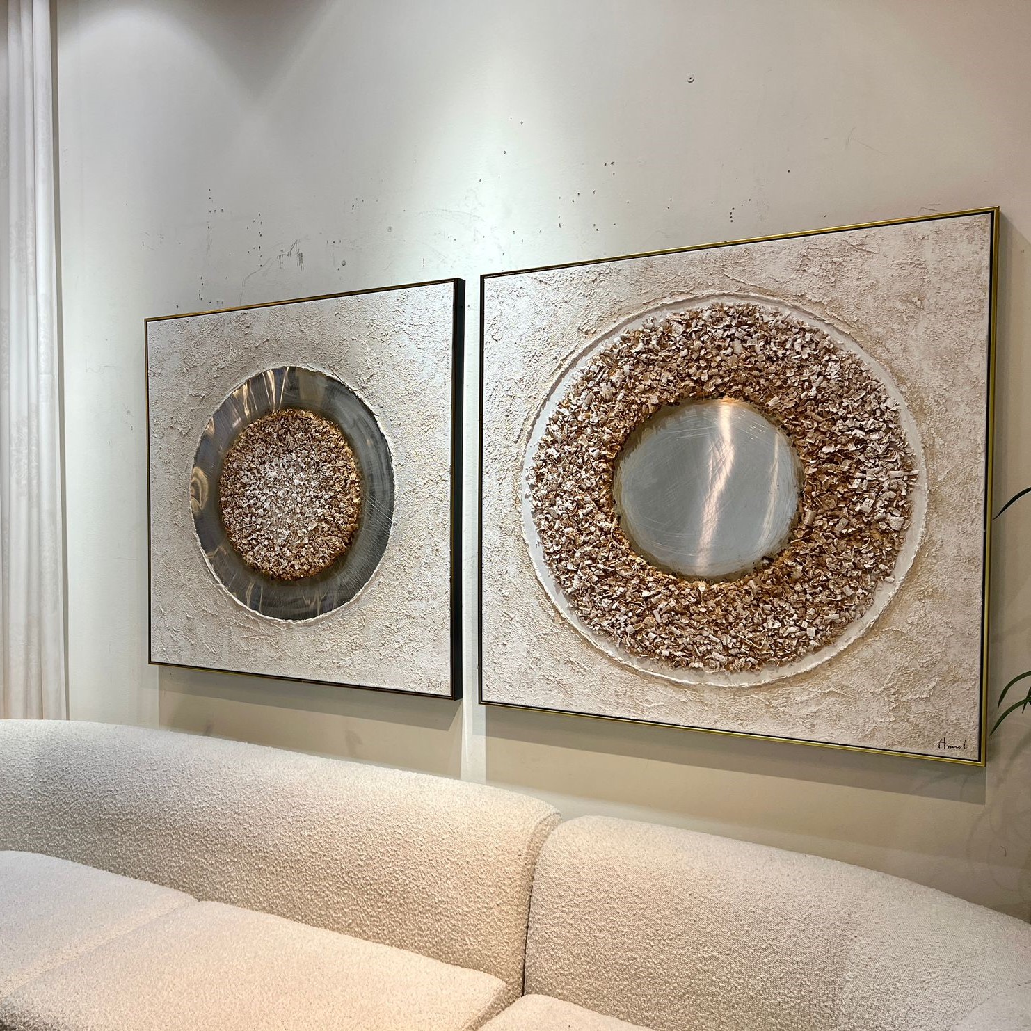 תמונת שמן בשילוב הדפסה אנאל עם מסגרת 100/100- עיגולים מיוחדים