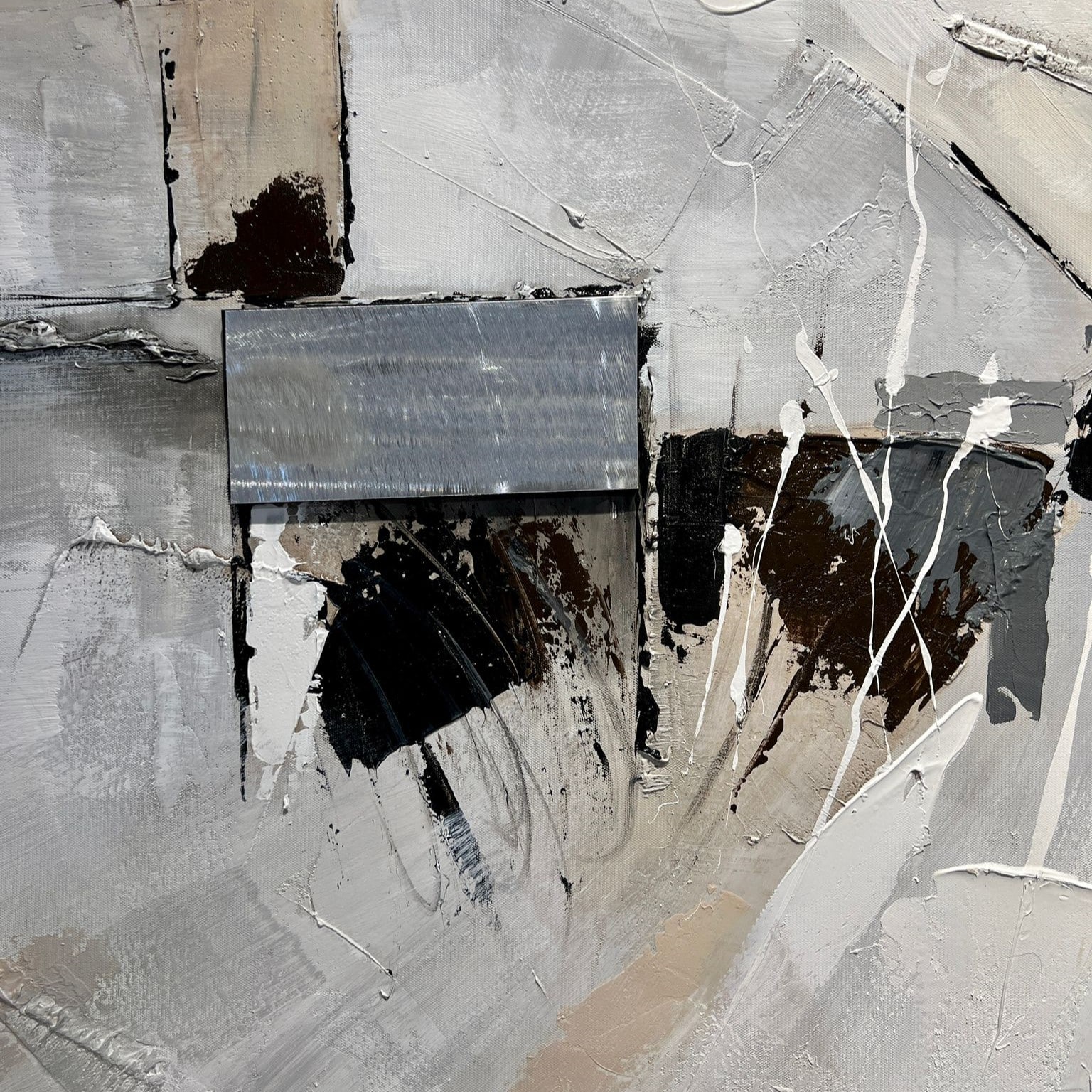 תמונה שמן אנאל בשילוב הדפסה עם מסגרת ריבועים כסופים בולטים 90/120 תמונה שמן אנאל בשילוב הדפסה עם מסגרת ריבועים כסופים בולטים 90/120