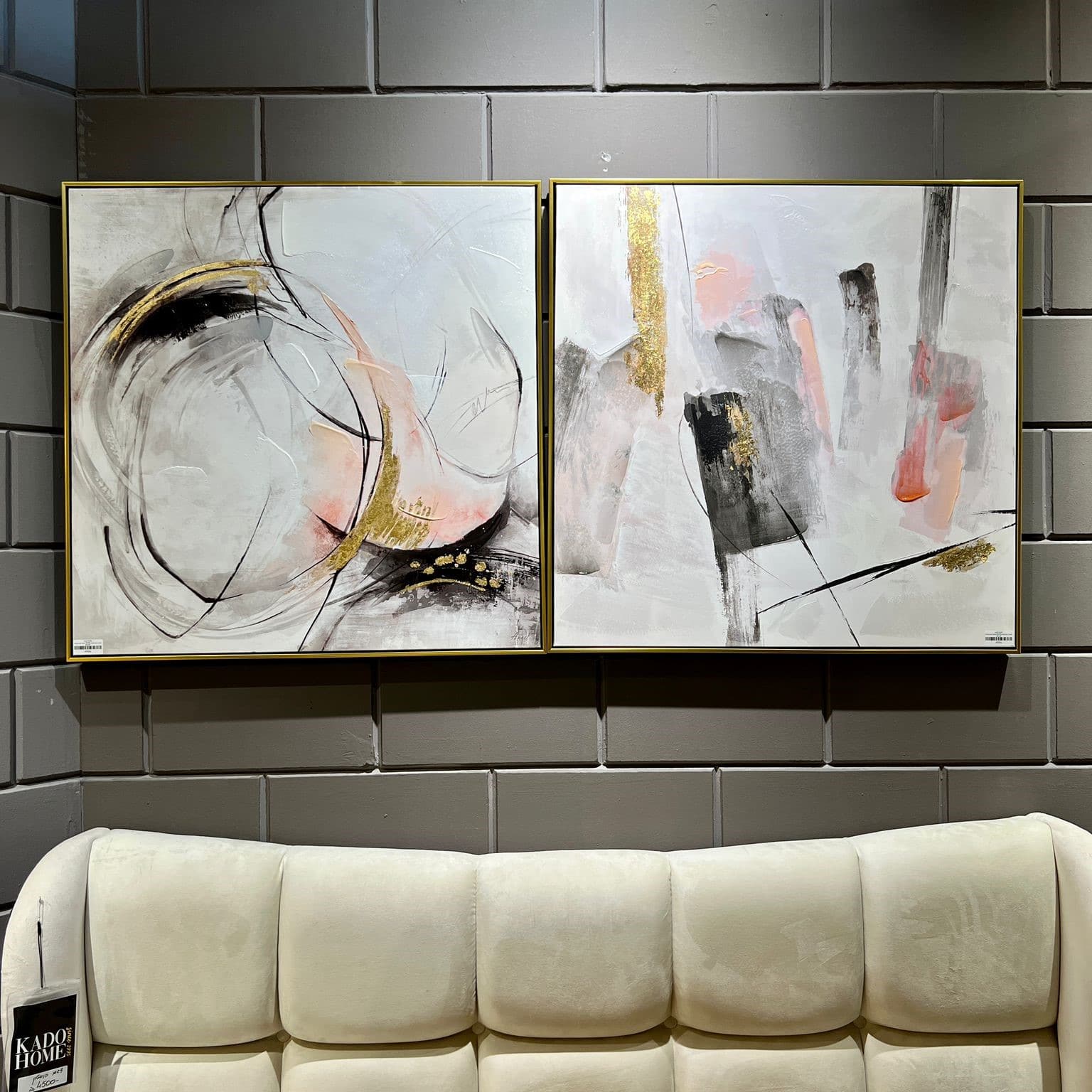 תמונת שמן אנאל ורוד זהב צבעים בשילוב הדפסה עם מסגרת 80/80