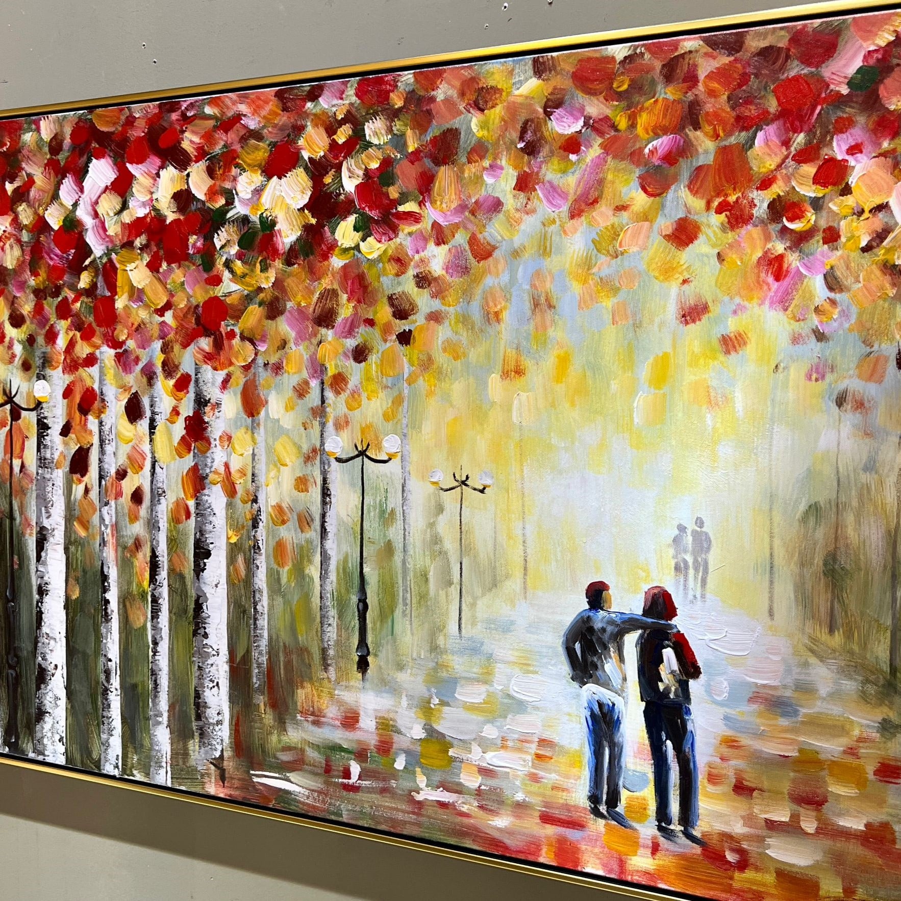 תמונת שמן יער צבעוני בשילוב הדפסה אנאל עם מסגרת 75/150