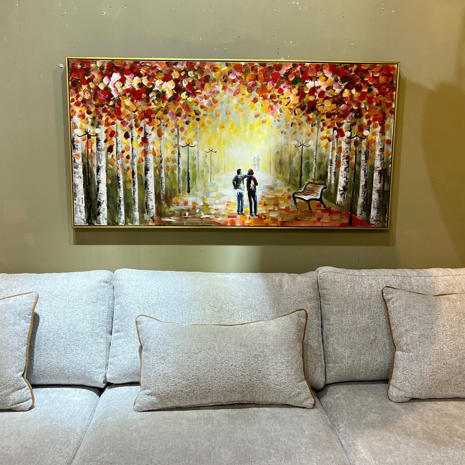 תמונת שמן יער צבעוני בשילוב הדפסה אנאל עם מסגרת 75/150