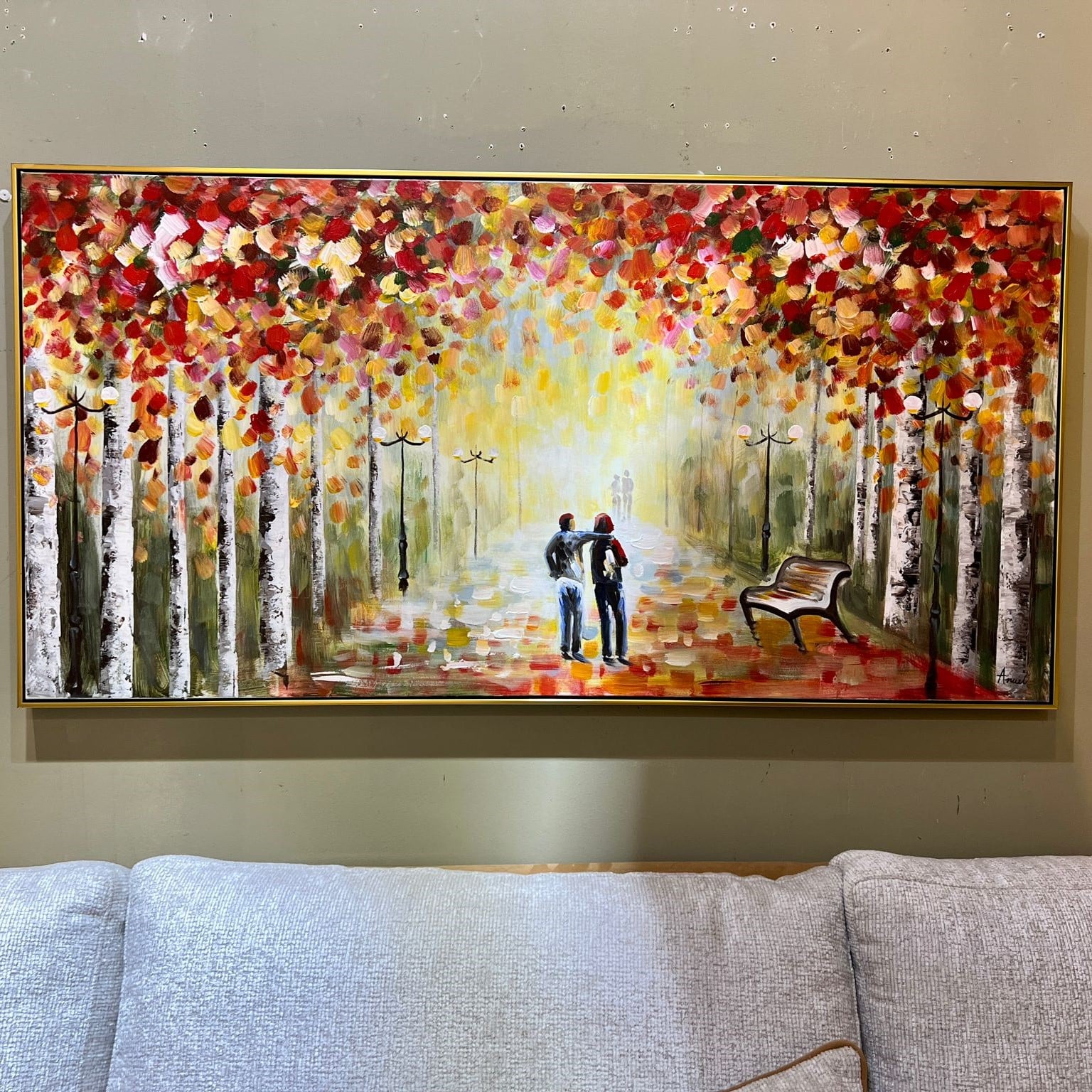 תמונת שמן יער צבעוני בשילוב הדפסה אנאל עם מסגרת 75/150