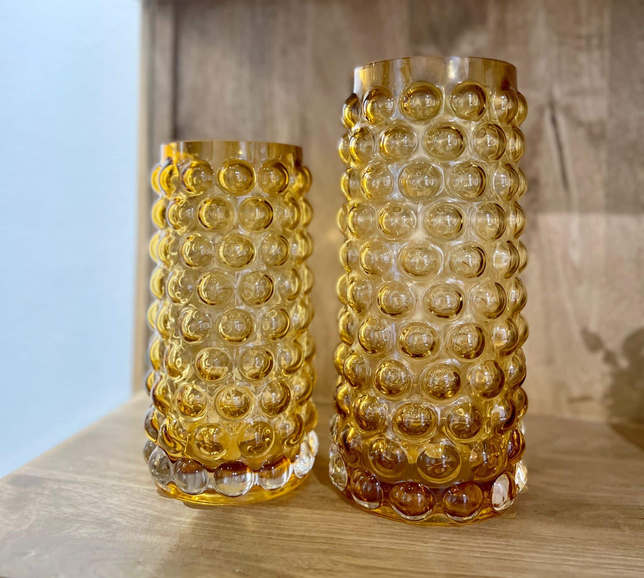 כד זכוכית אמבר צילינדר גבוהה/נמוך בליטות עגולות דגם איקו