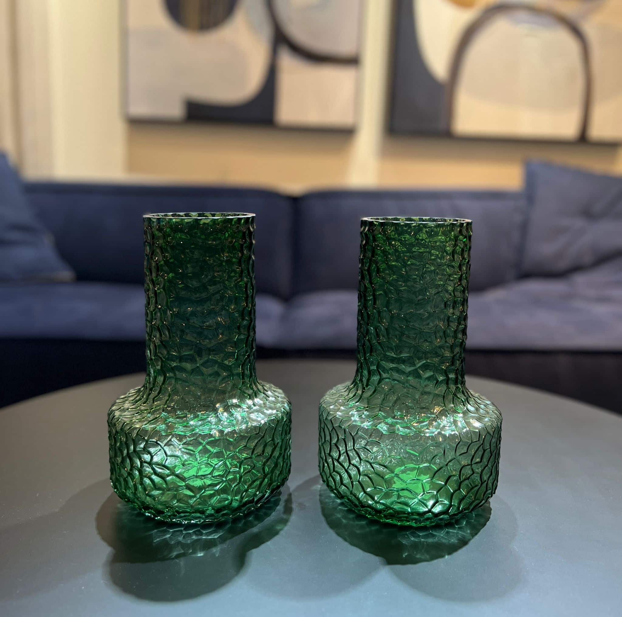 כד זכוכית ריקועים ירוק כהה בינוני דגם איקו