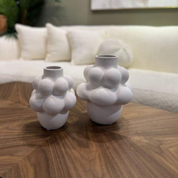 כד קרמיקה לבן בליטות עגול דגם איקו