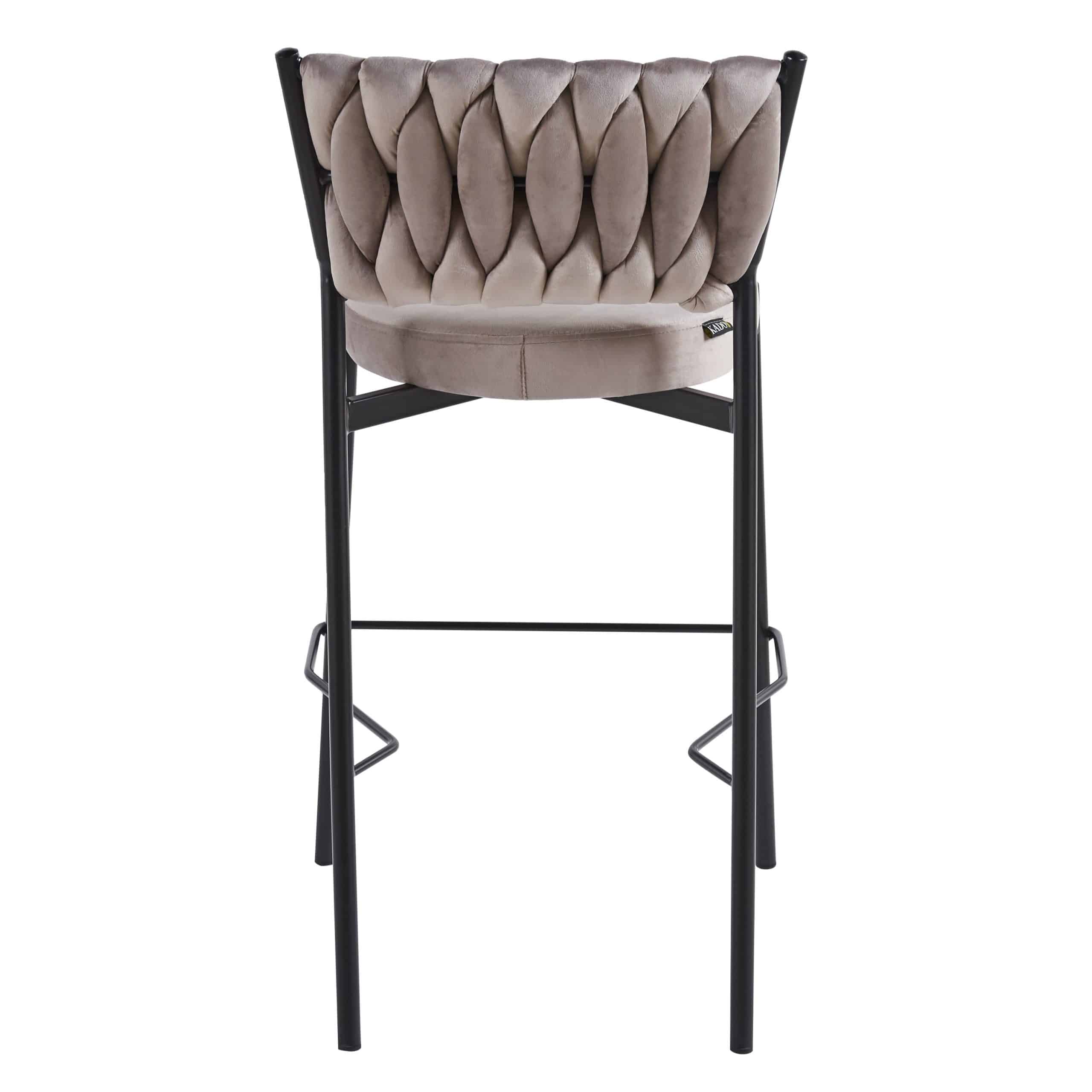 כסא בר קלוע רגל שחורה קטיפה בז דגם מרילין כסא בר קלוע רגל שחורה קטיפה בז דגם מרילין