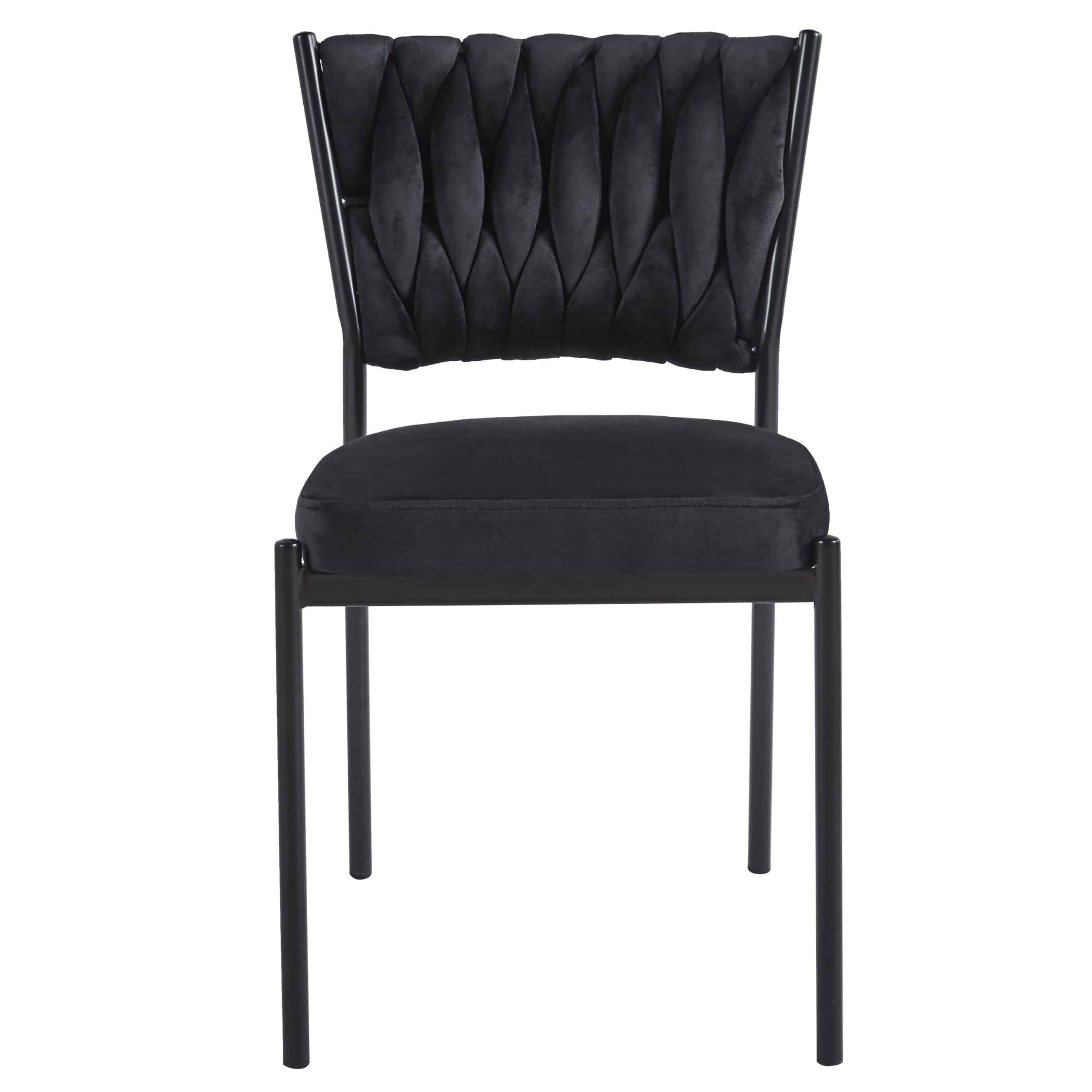 כסא פינת אוכל קלוע רגל שחורה קטיפה שחורה דגם מרילין כסא פינת אוכל קלוע רגל שחורה קטיפה שחורה דגם מרילין