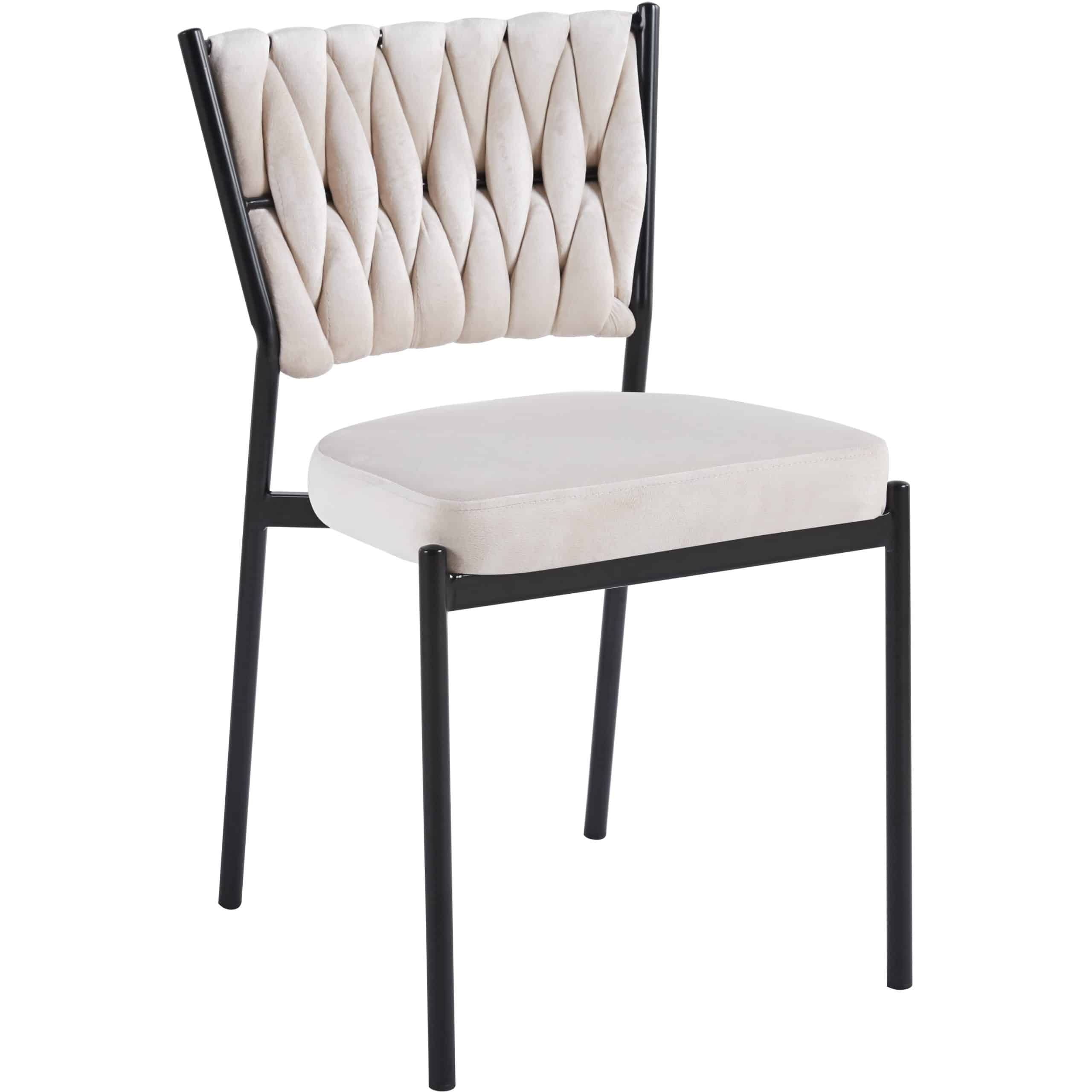 כסא פינת אוכל קלוע רגל שחורה קטיפה שמנת דגם מרילין כסא פינת אוכל קלוע רגל שחורה קטיפה שמנת דגם מרילין