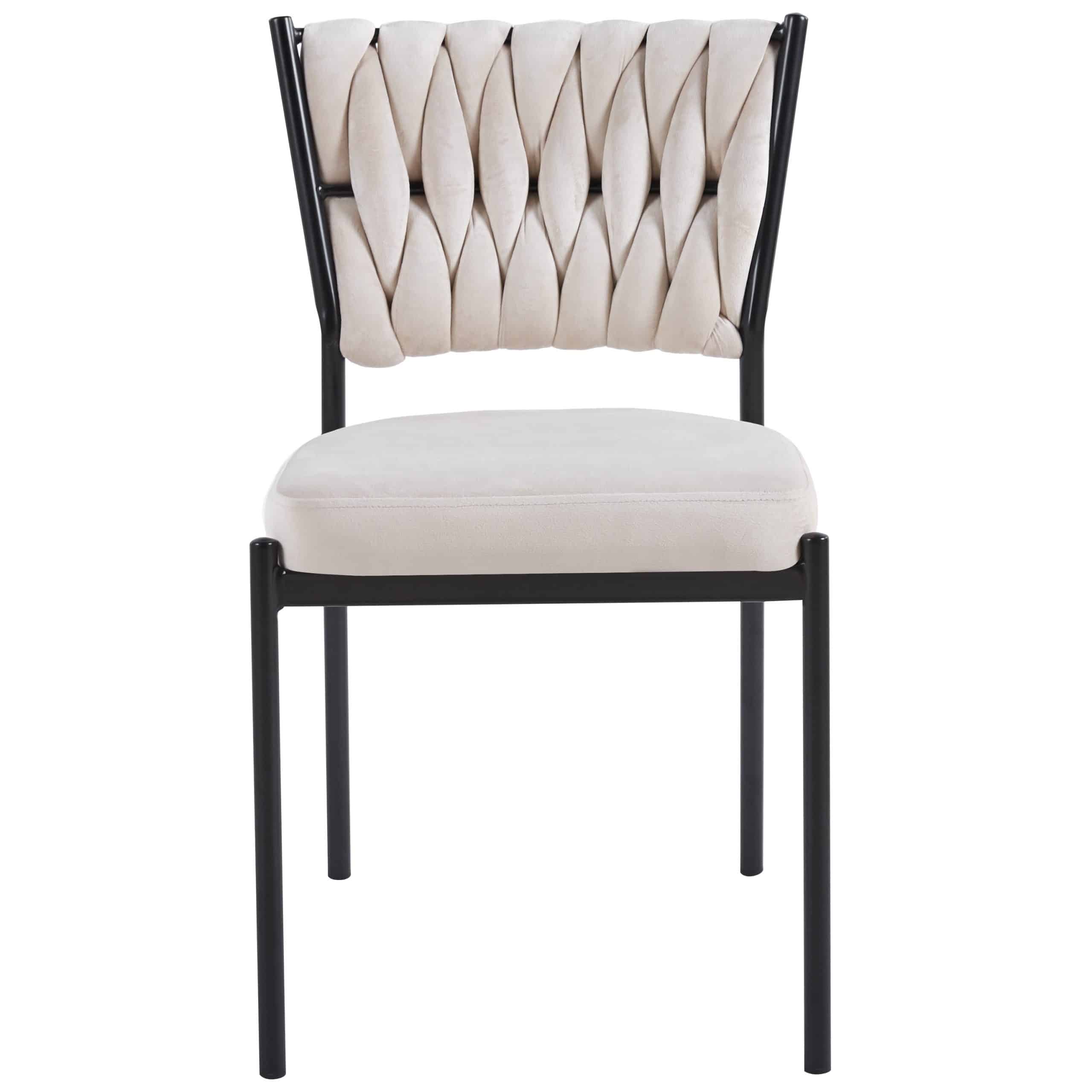 כסא פינת אוכל קלוע רגל שחורה קטיפה שמנת דגם מרילין כסא פינת אוכל קלוע רגל שחורה קטיפה שמנת דגם מרילין