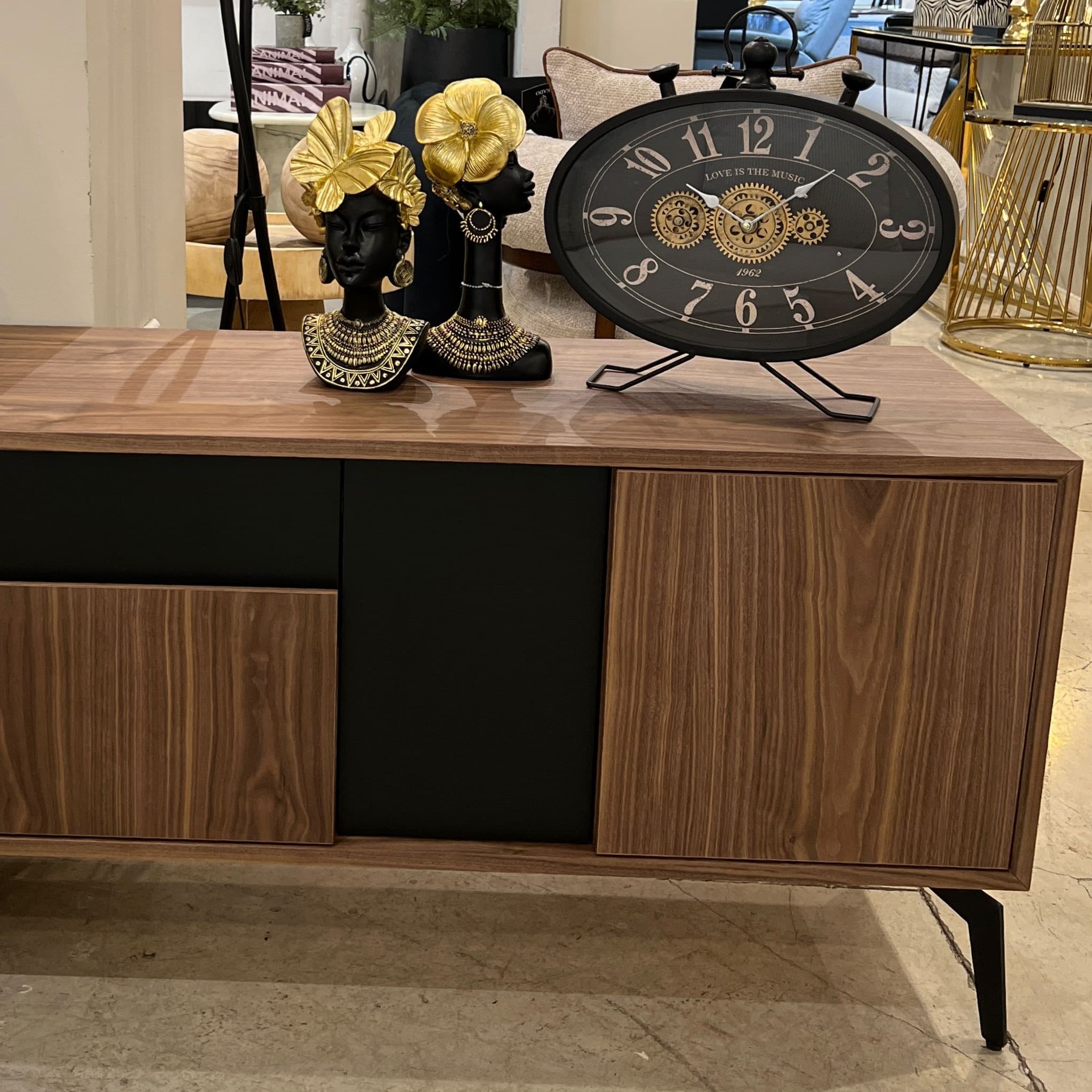 שעון שולחני אובאלי שחור דגם איקו