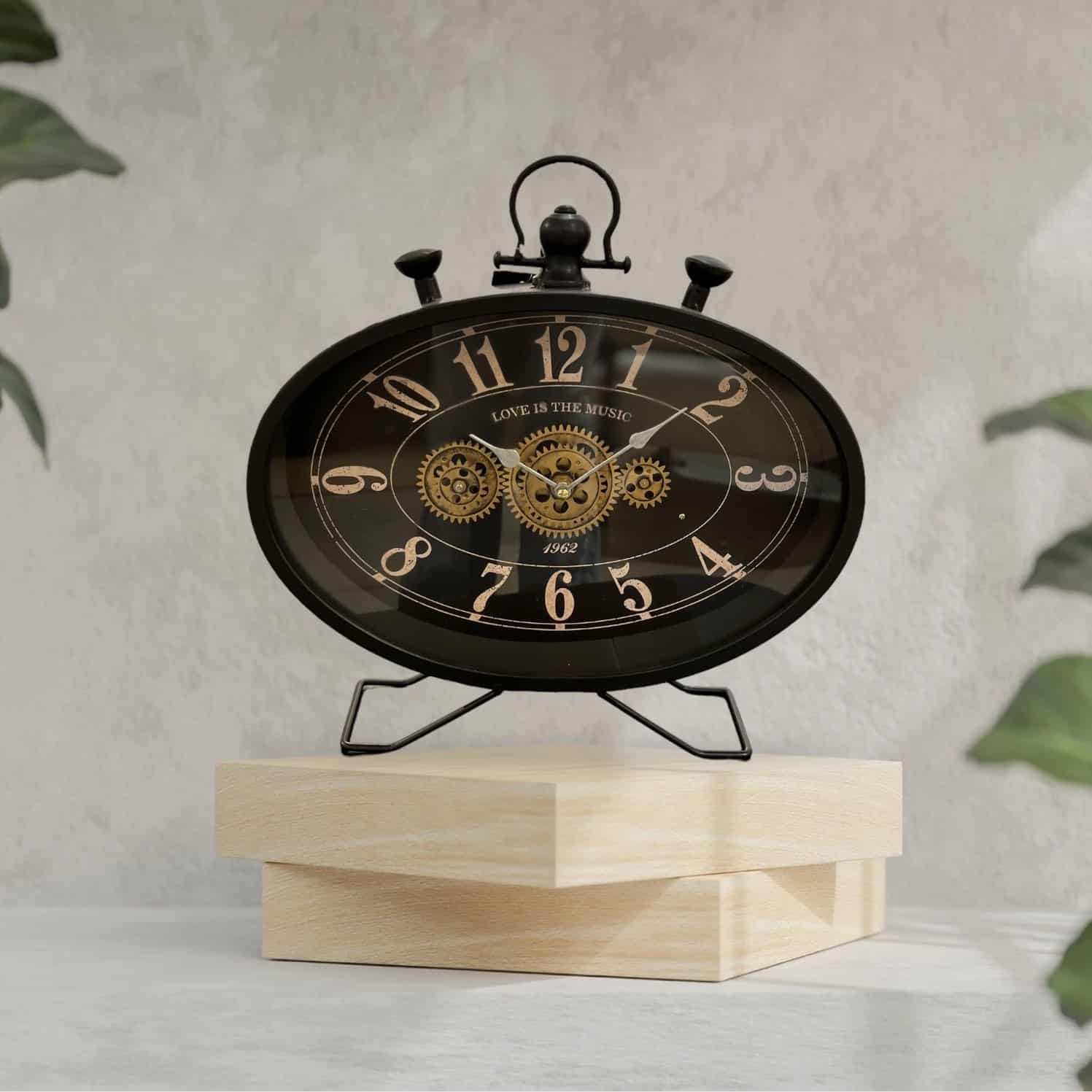 שעון שולחני אובאלי שחור דגם איקו שעון שולחני אובאלי שחור דגם איקו