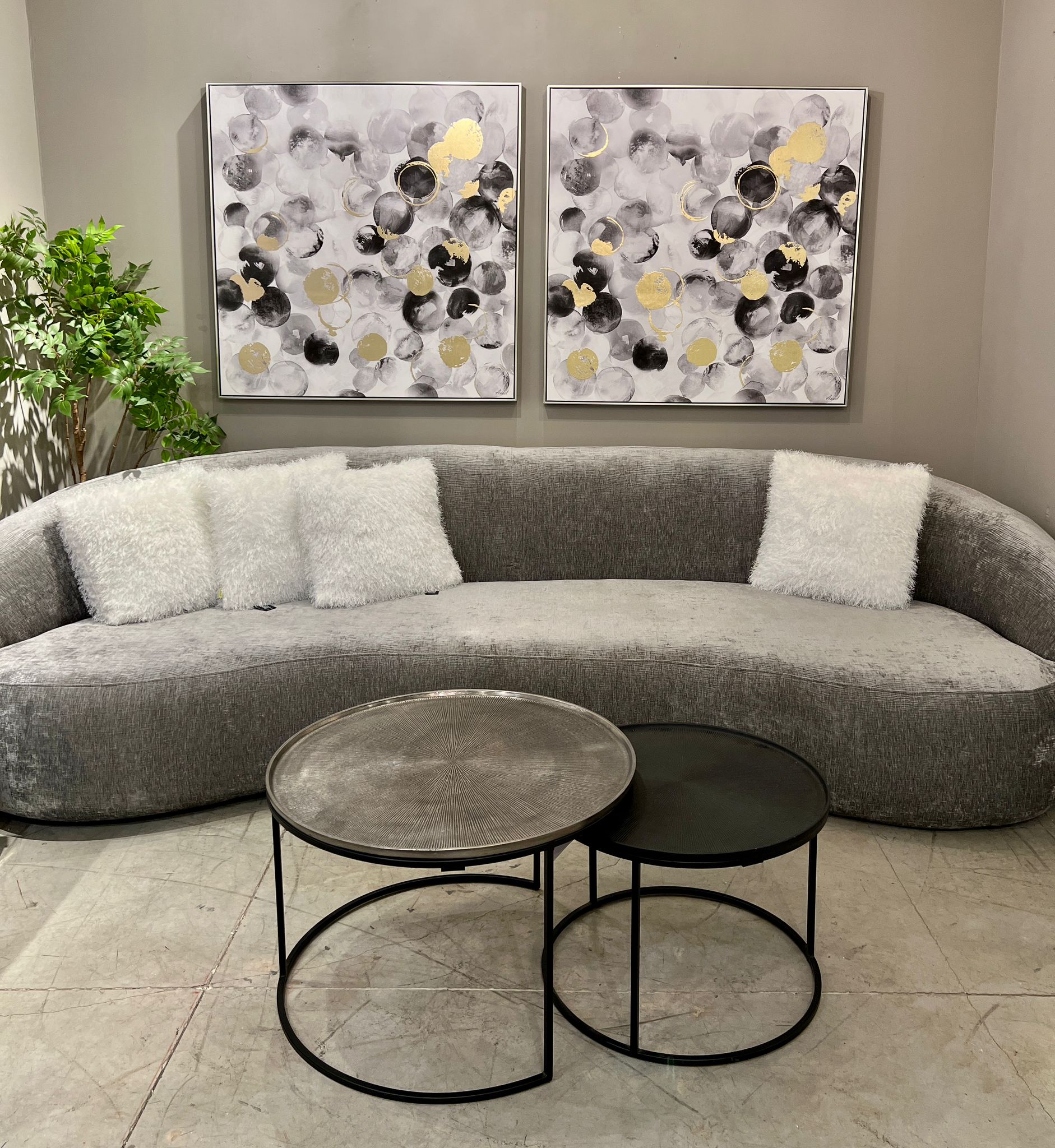 תמונה שמן עיגולים קטנים בשילוב הדפסה אנאל עם מסגרת