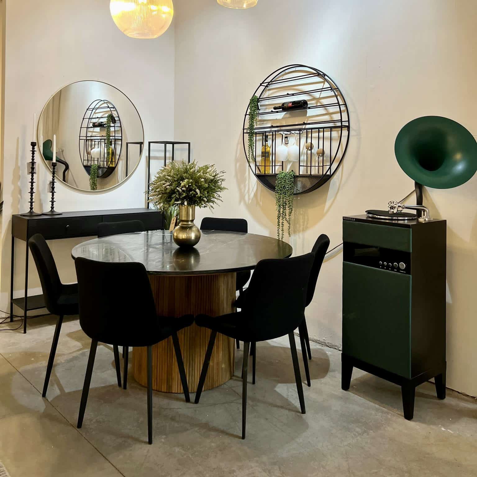 תיבת נגינה גרמופון תקליטים וינטג מודרני ירוק דגם איקו רצפתי (מתחבר וייפי)