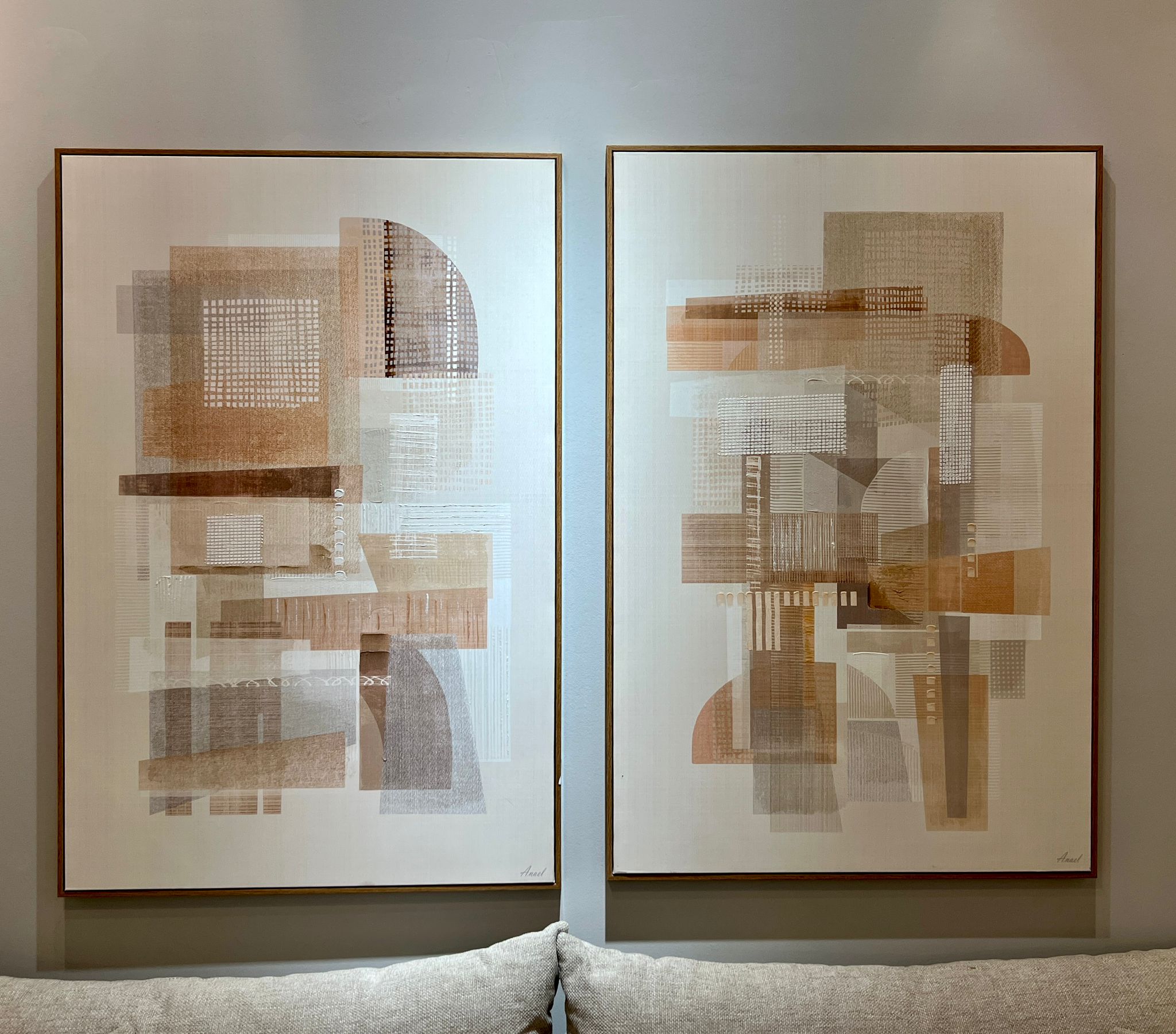 תמונה שמן אנאל בשילוב הדפסה אפרסק עם מסגרת