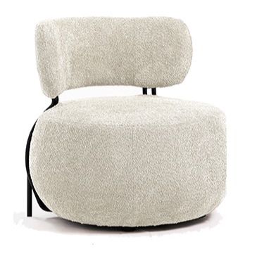 כורסא מעוגלת רגלי ברזל בד בוקלה לבן דגם ריי כורסא מעוגלת רגלי ברזל בד בוקלה לבן דגם ריי