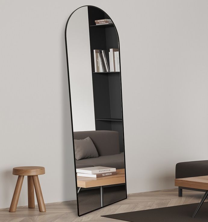 מראה חצי מעוגלת - שחור