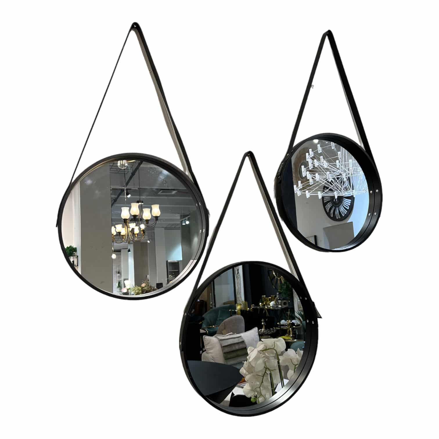 מראה רצועות עור שחורה דגם איקו מראה רצועות עור שחורה דגם איקו