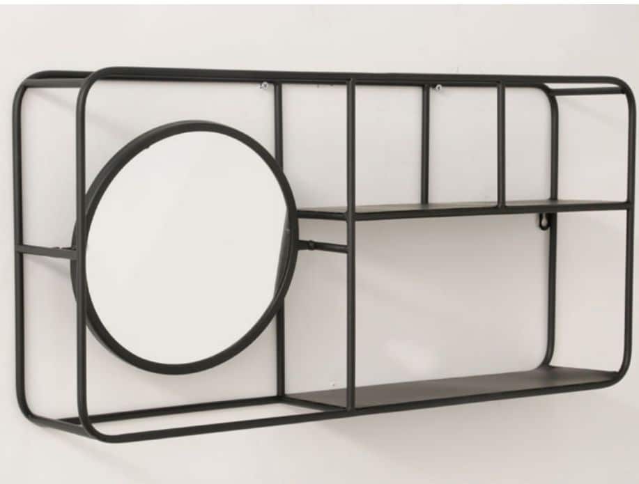 נישת מתכת + מראה בצבע שחור נישת מתכת + מראה בצבע שחור