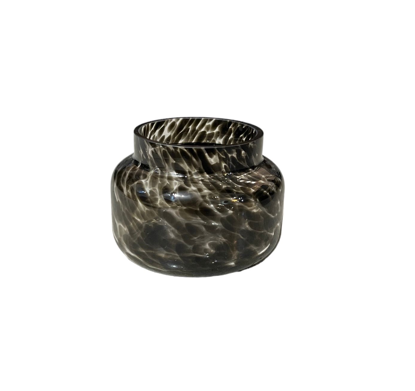 פמוט זכוכית לאופרד שקוף נקודות שחורות פמוט זכוכית לאופרד שקוף נקודות שחורות